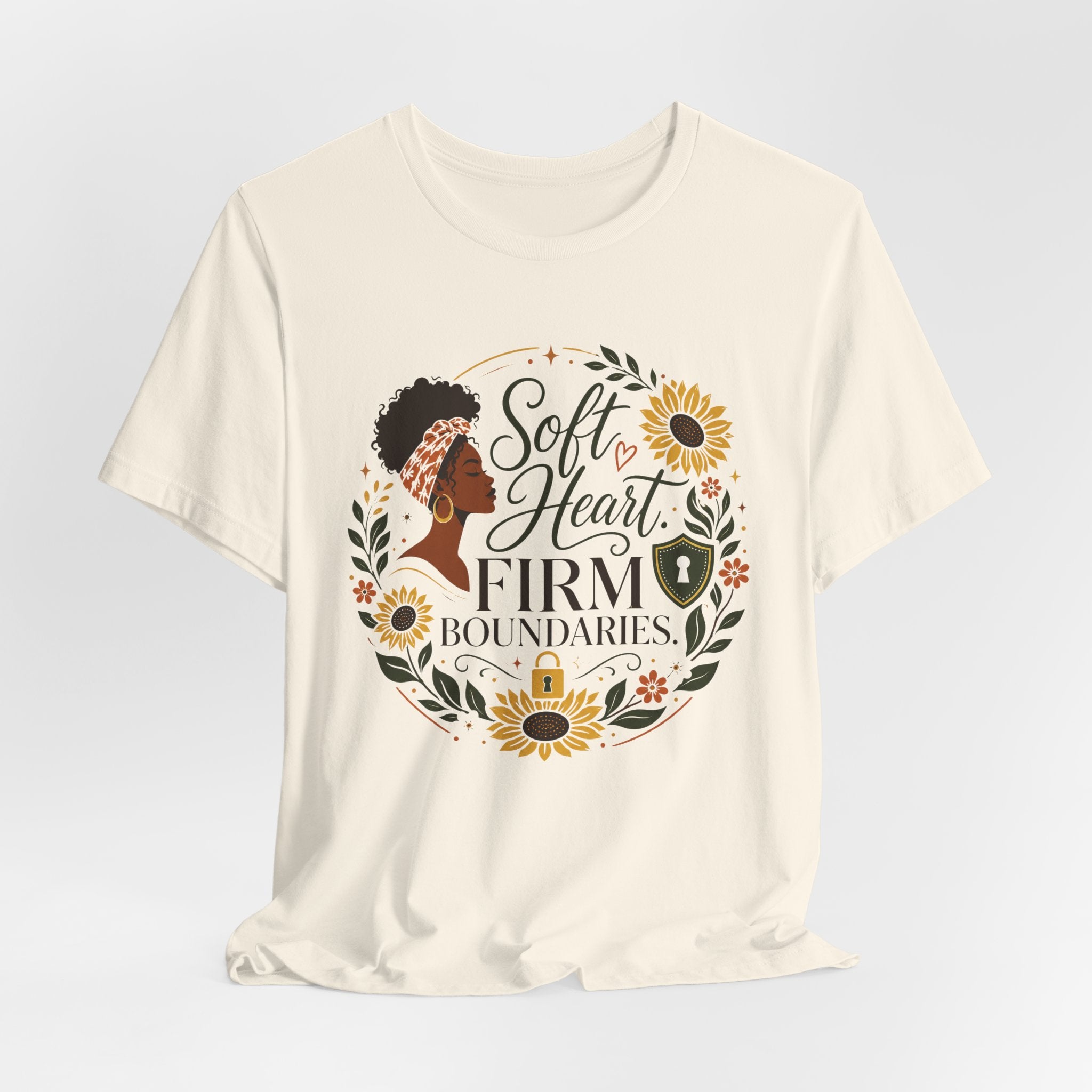 Soft Heart, Firm Boundaries Floral Tee — Empowerment Graphic T-Shirt
