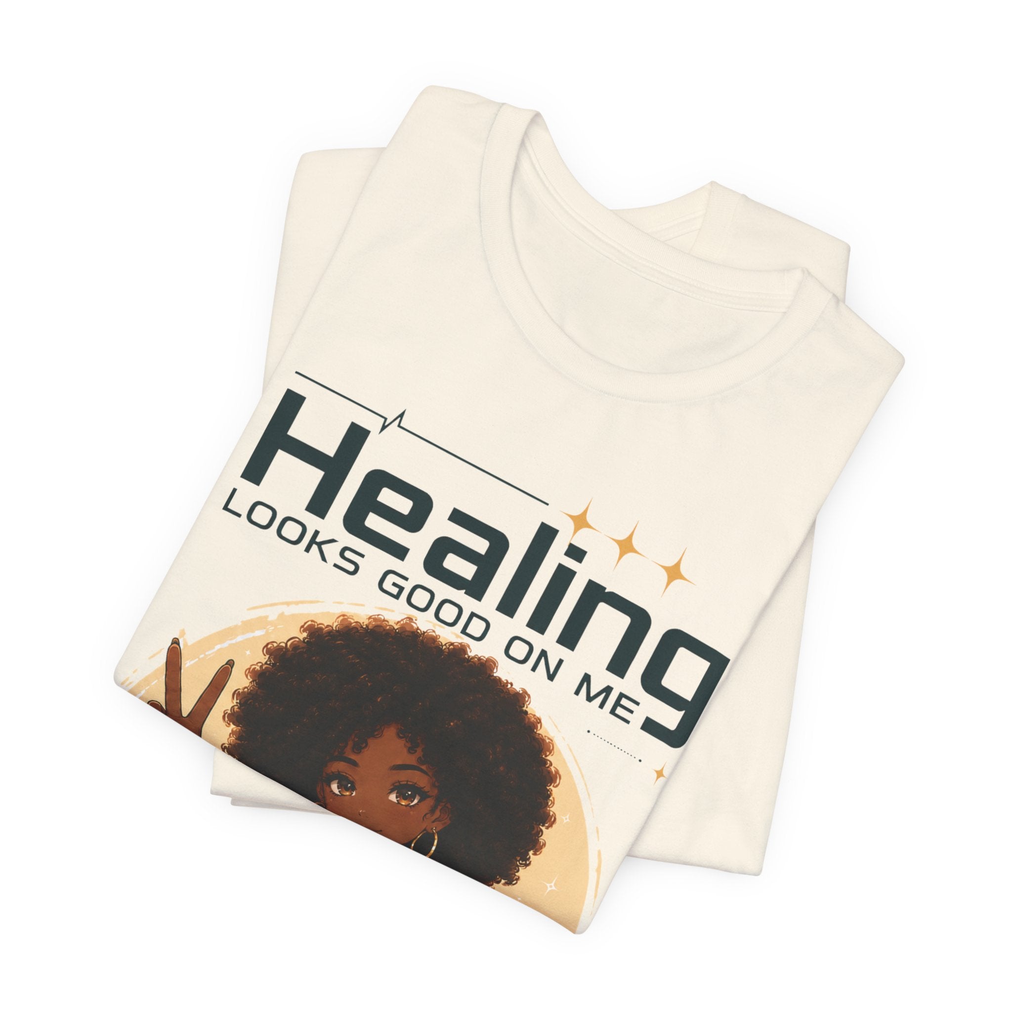 Healing Looks Good On Me Tee – Afro Woman Self-Care Graphic T-Shirt
