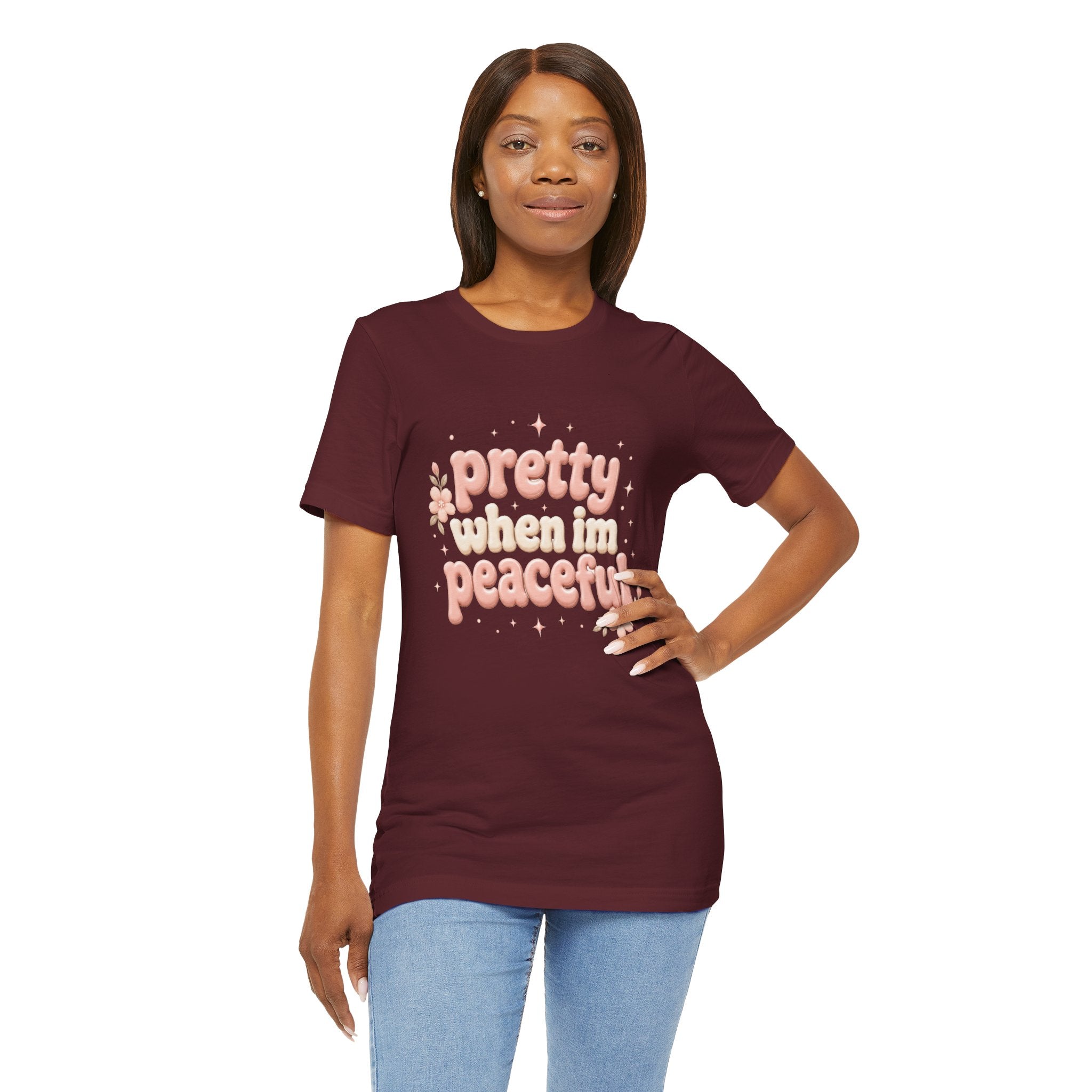 Pretty When I’m Peaceful T-Shirt — Retro Floral Cute Graphic Tee