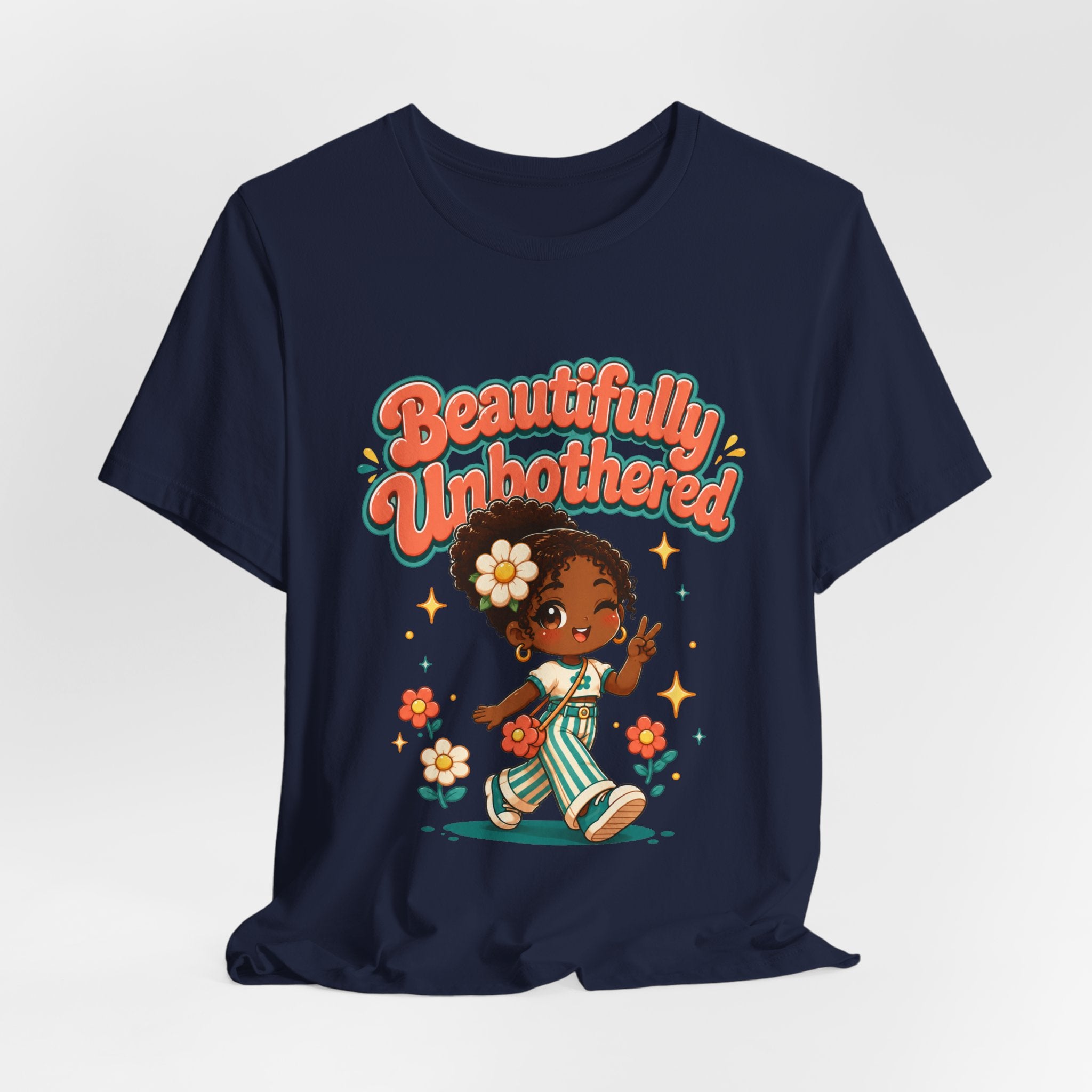 Beautifully Unbothered Tee — Retro Cute Girl Graphic T‑Shirt