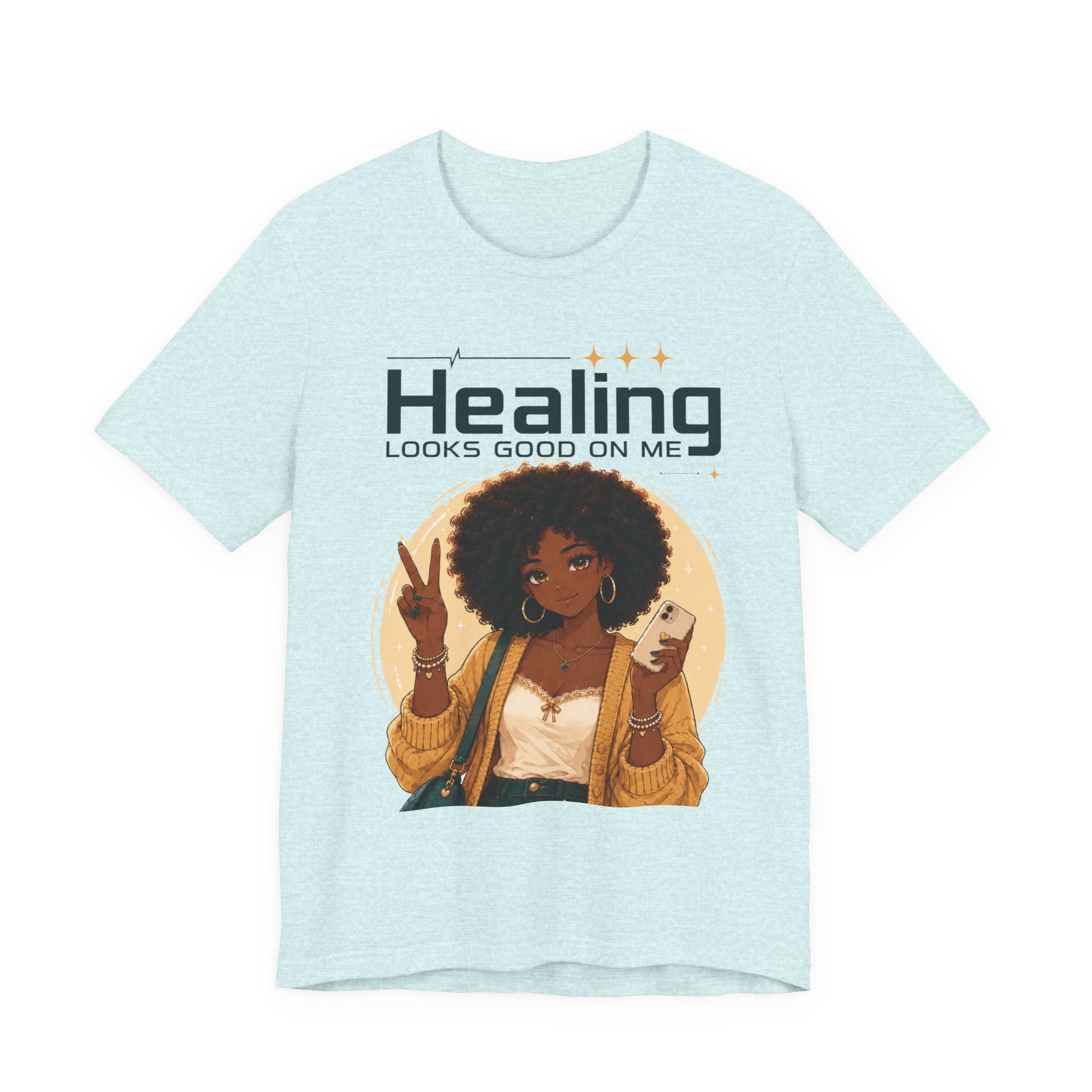 Healing Looks Good On Me Tee – Afro Woman Self-Care Graphic T-Shirt