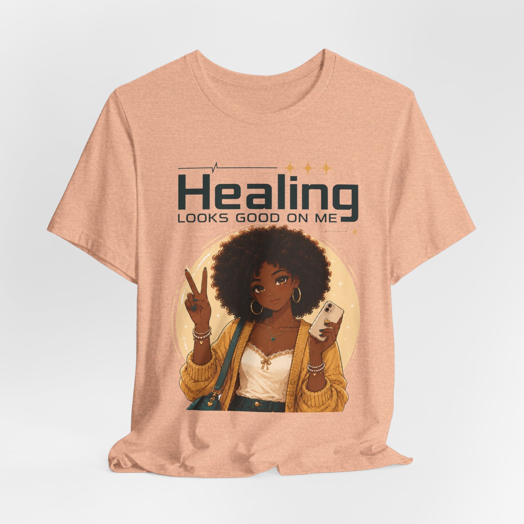 Healing Looks Good On Me Tee – Afro Woman Self-Care Graphic T-Shirt