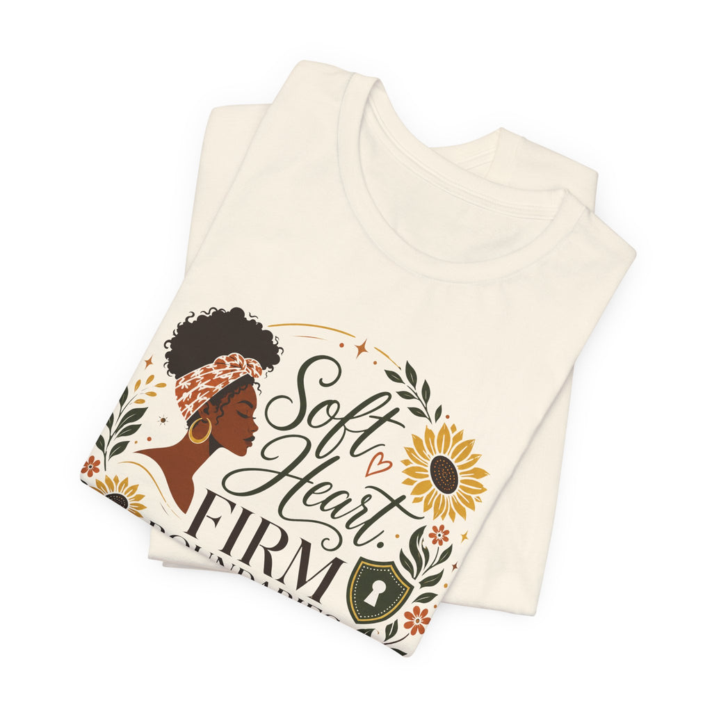 Soft Heart, Firm Boundaries Floral Tee — Empowerment Graphic T-Shirt