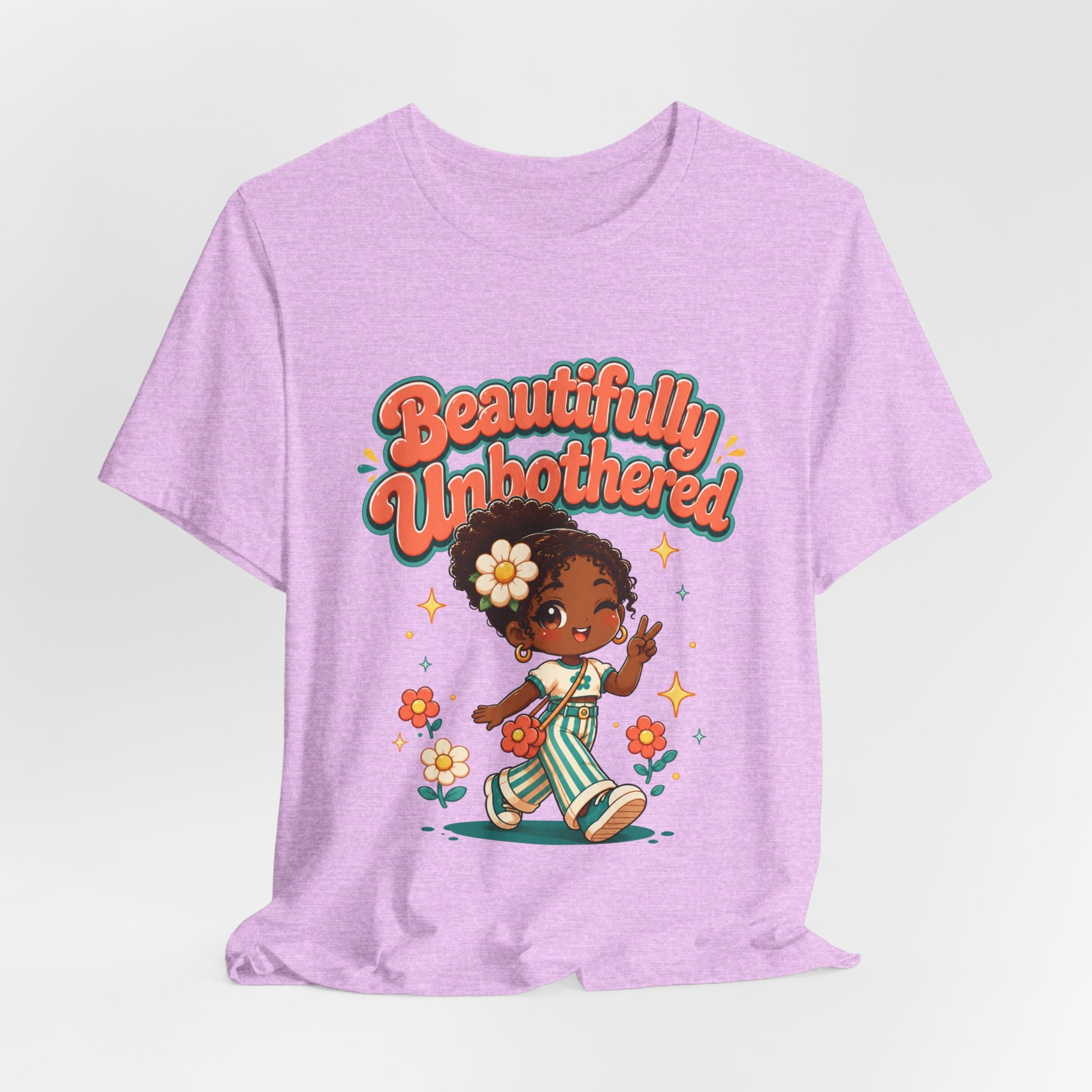 Beautifully Unbothered Tee — Retro Cute Girl Graphic T‑Shirt