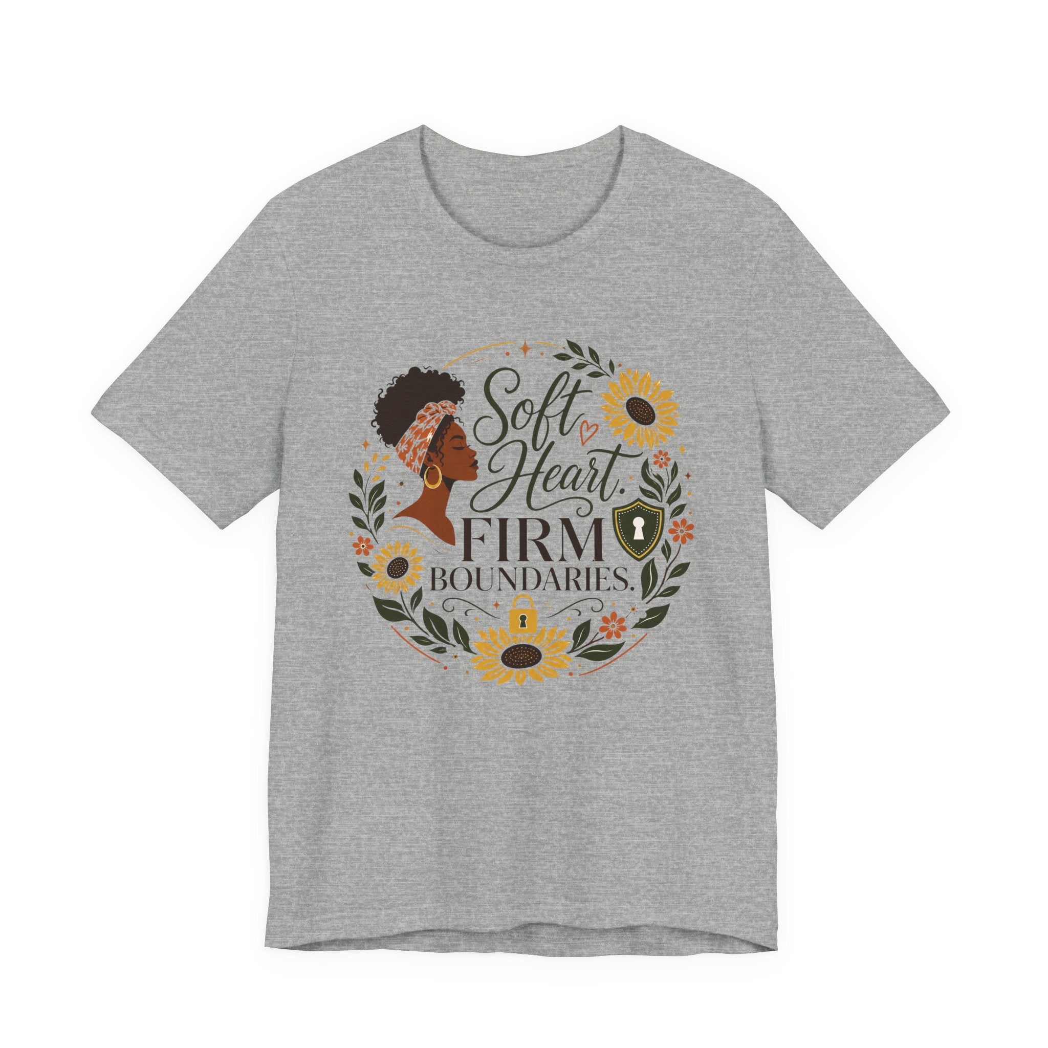Soft Heart, Firm Boundaries Floral Tee — Empowerment Graphic T-Shirt
