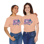 Happy and Healing T-Shirt — Retro Pink & Blue Positive Vibes Tee