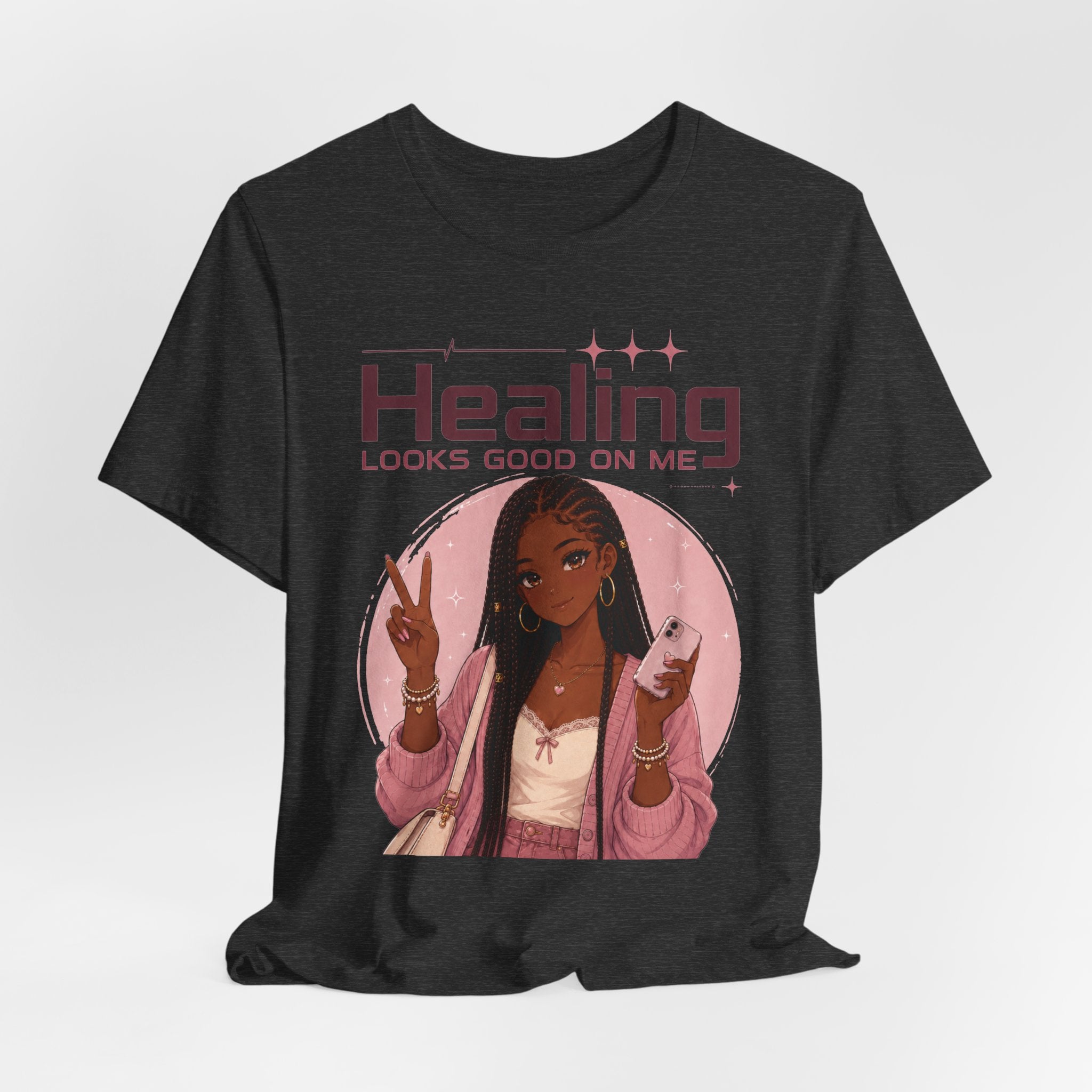 Healing Looks Good On Me T‑Shirt — Self‑Care Positive Vibes Braids Tee