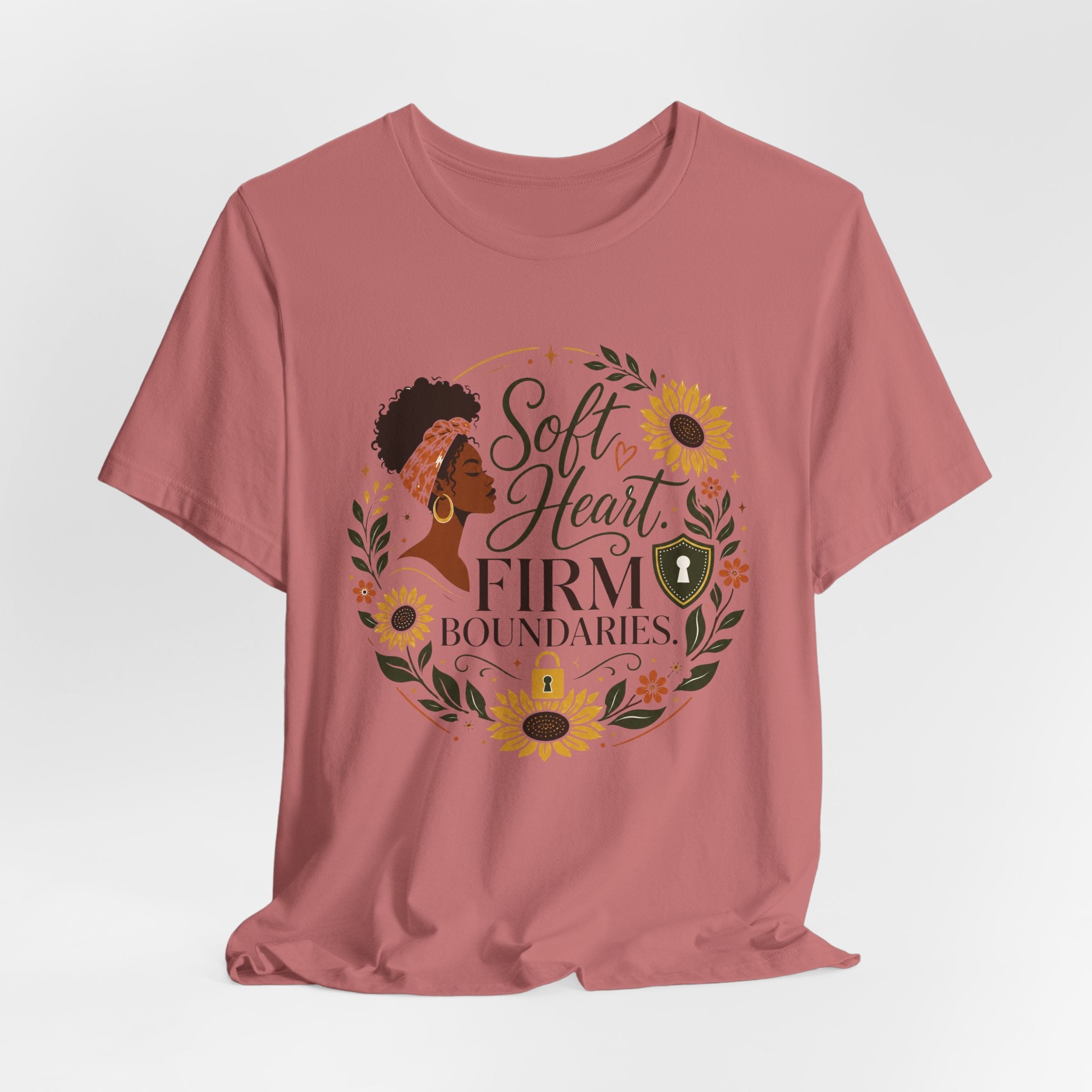 Soft Heart, Firm Boundaries Floral Tee — Empowerment Graphic T-Shirt