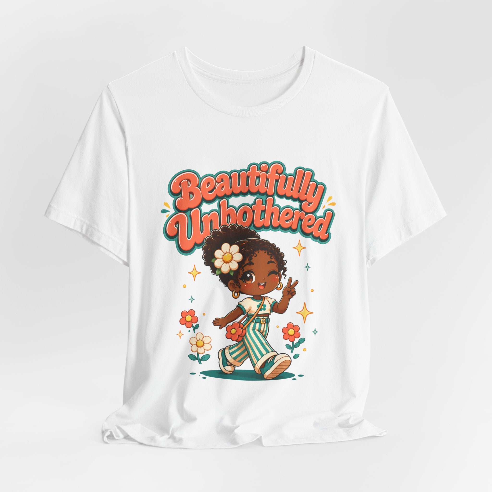 Beautifully Unbothered Tee — Retro Cute Girl Graphic T‑Shirt