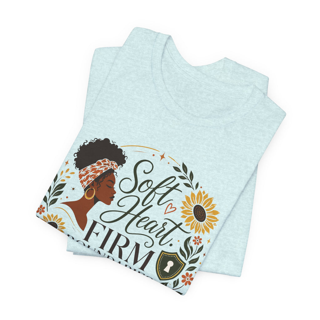 Soft Heart, Firm Boundaries Floral Tee — Empowerment Graphic T-Shirt