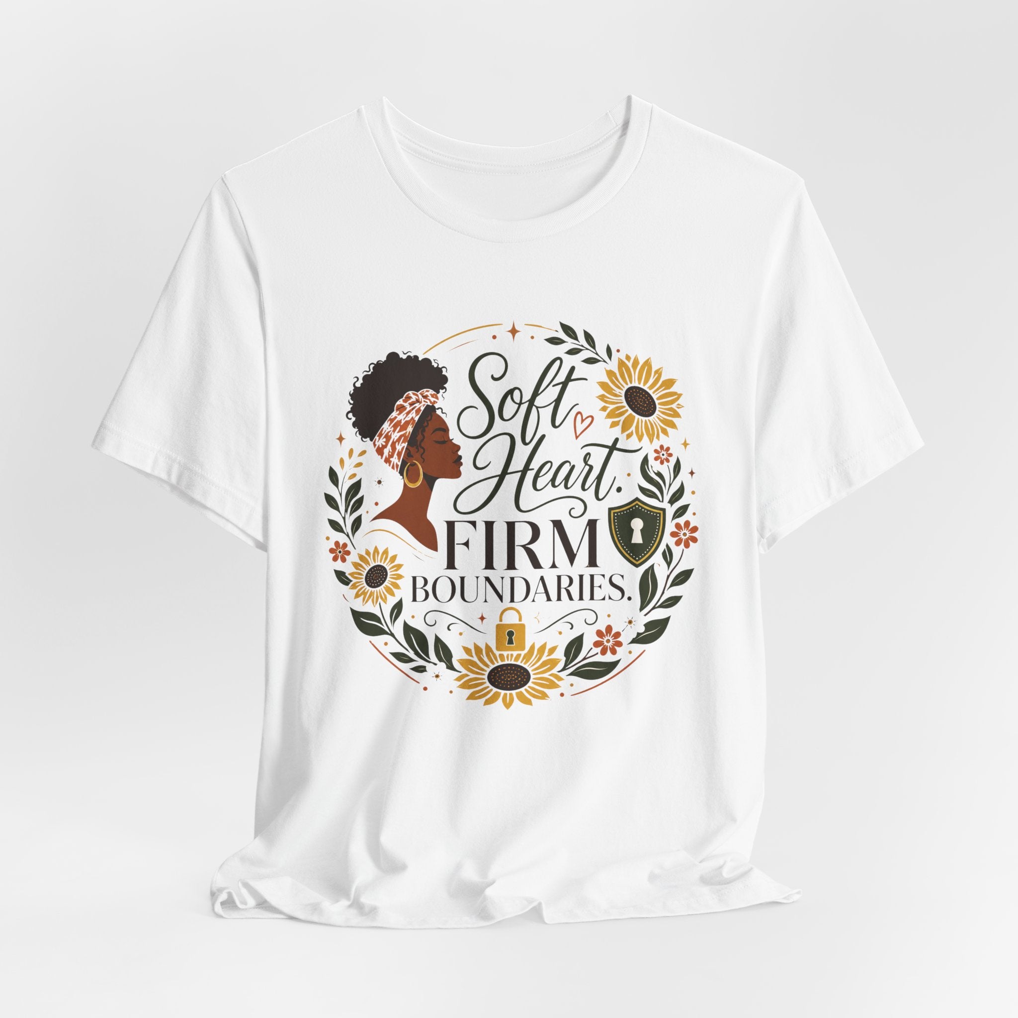 Soft Heart, Firm Boundaries Floral Tee — Empowerment Graphic T-Shirt