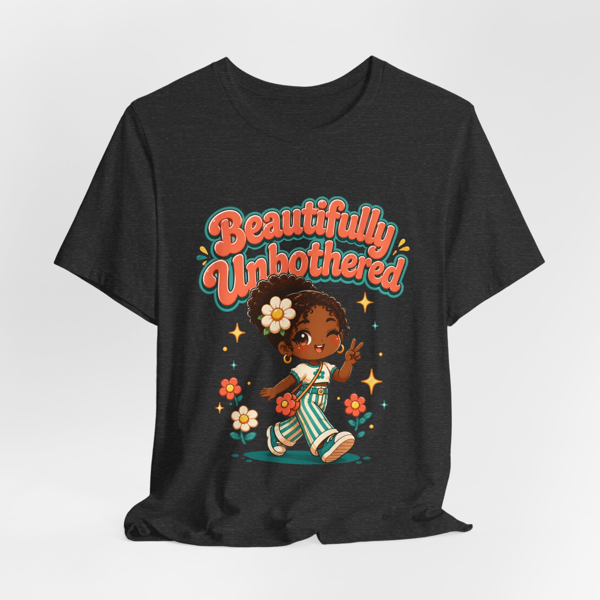 Beautifully Unbothered Tee — Retro Cute Girl Graphic T‑Shirt