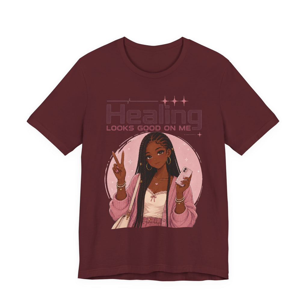 Healing Looks Good On Me T‑Shirt — Self‑Care Positive Vibes Braids Tee