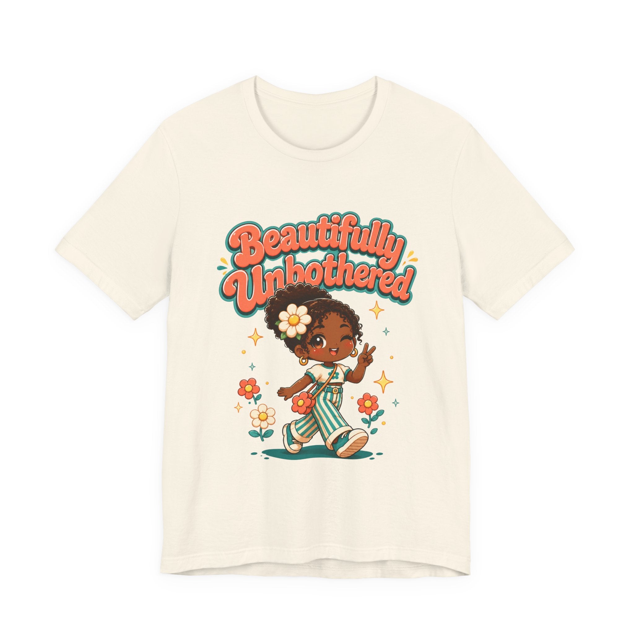 Beautifully Unbothered Tee — Retro Cute Girl Graphic T‑Shirt