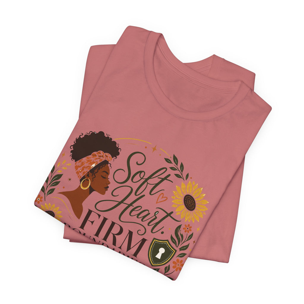 Soft Heart, Firm Boundaries Floral Tee — Empowerment Graphic T-Shirt