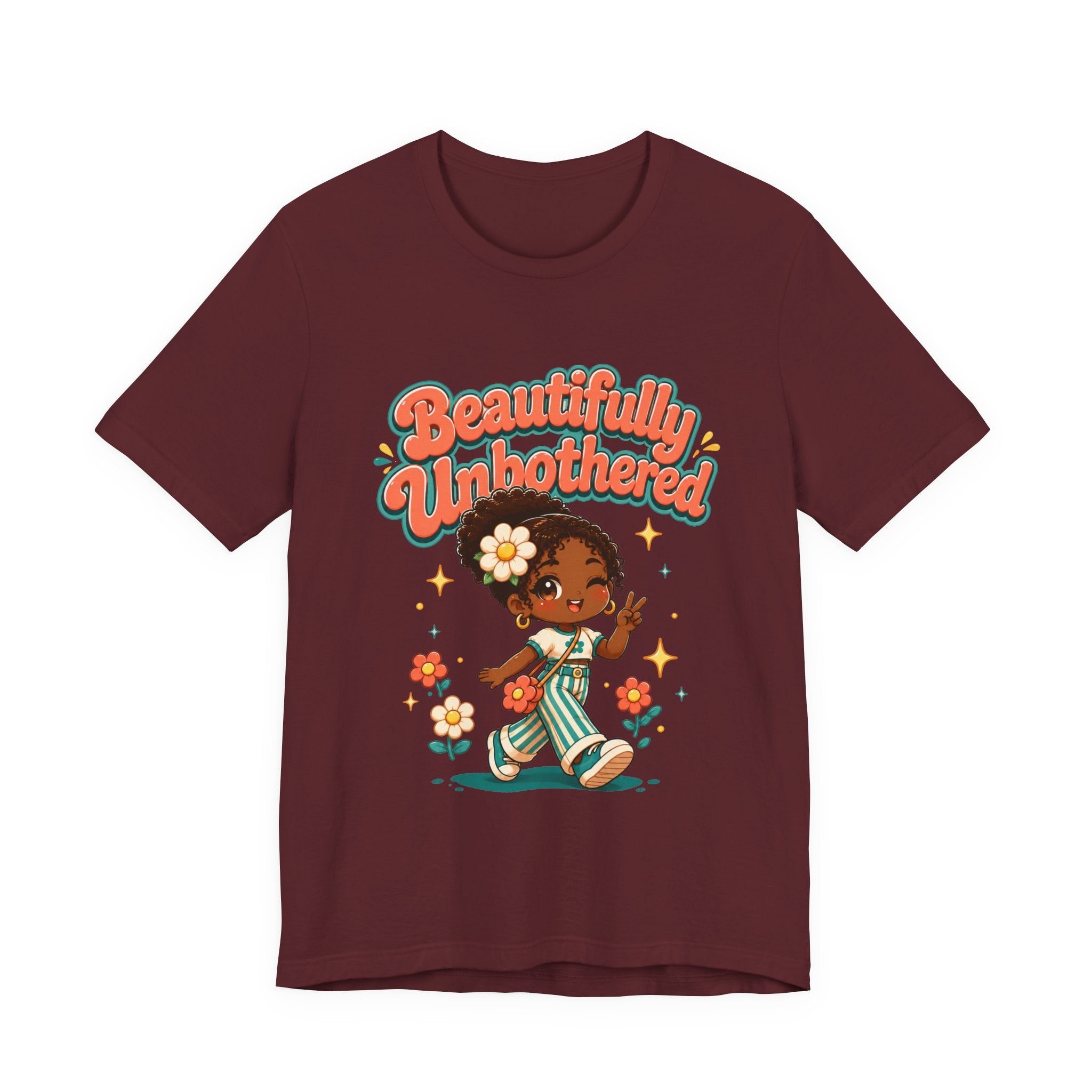 Beautifully Unbothered Tee — Retro Cute Girl Graphic T‑Shirt
