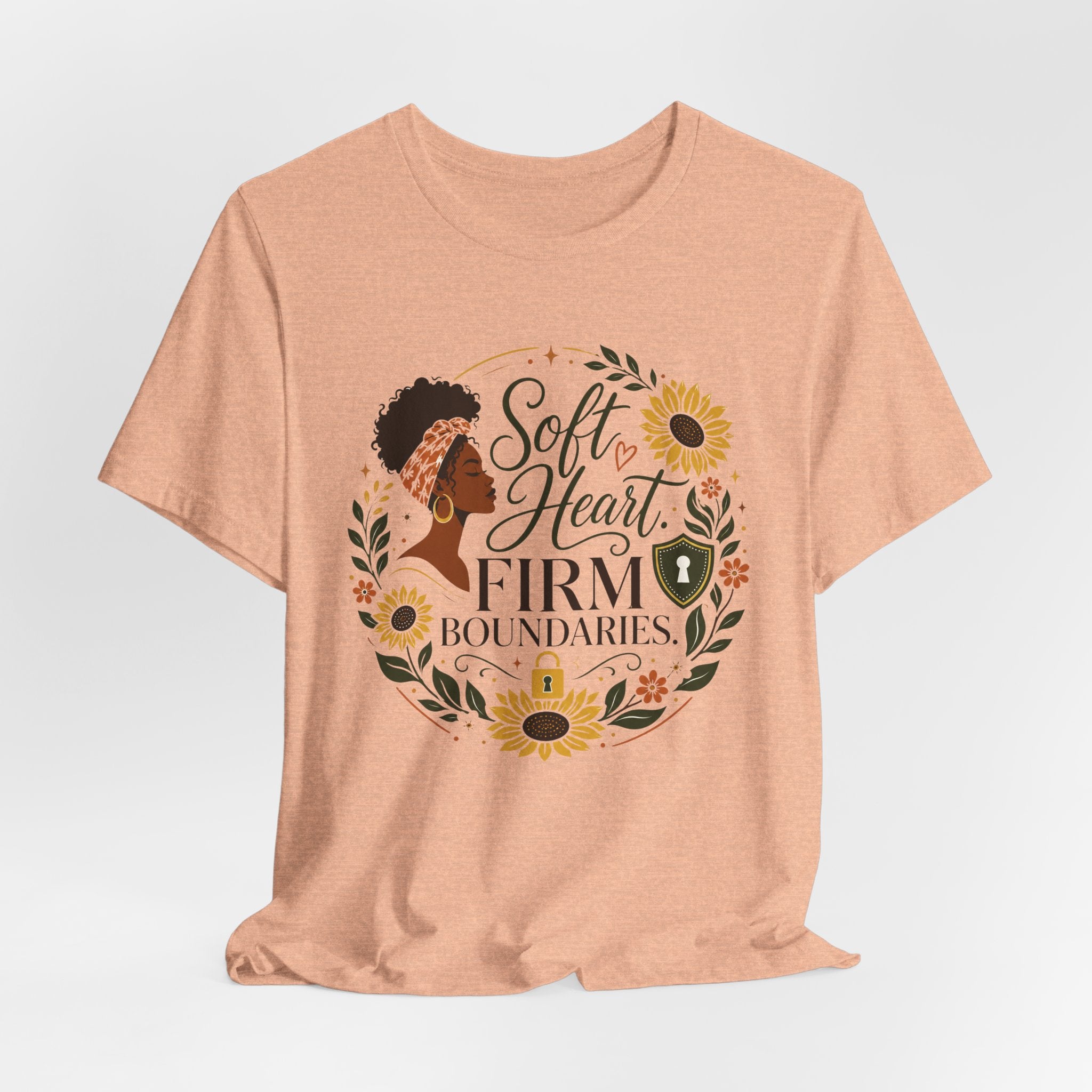 Soft Heart, Firm Boundaries Floral Tee — Empowerment Graphic T-Shirt