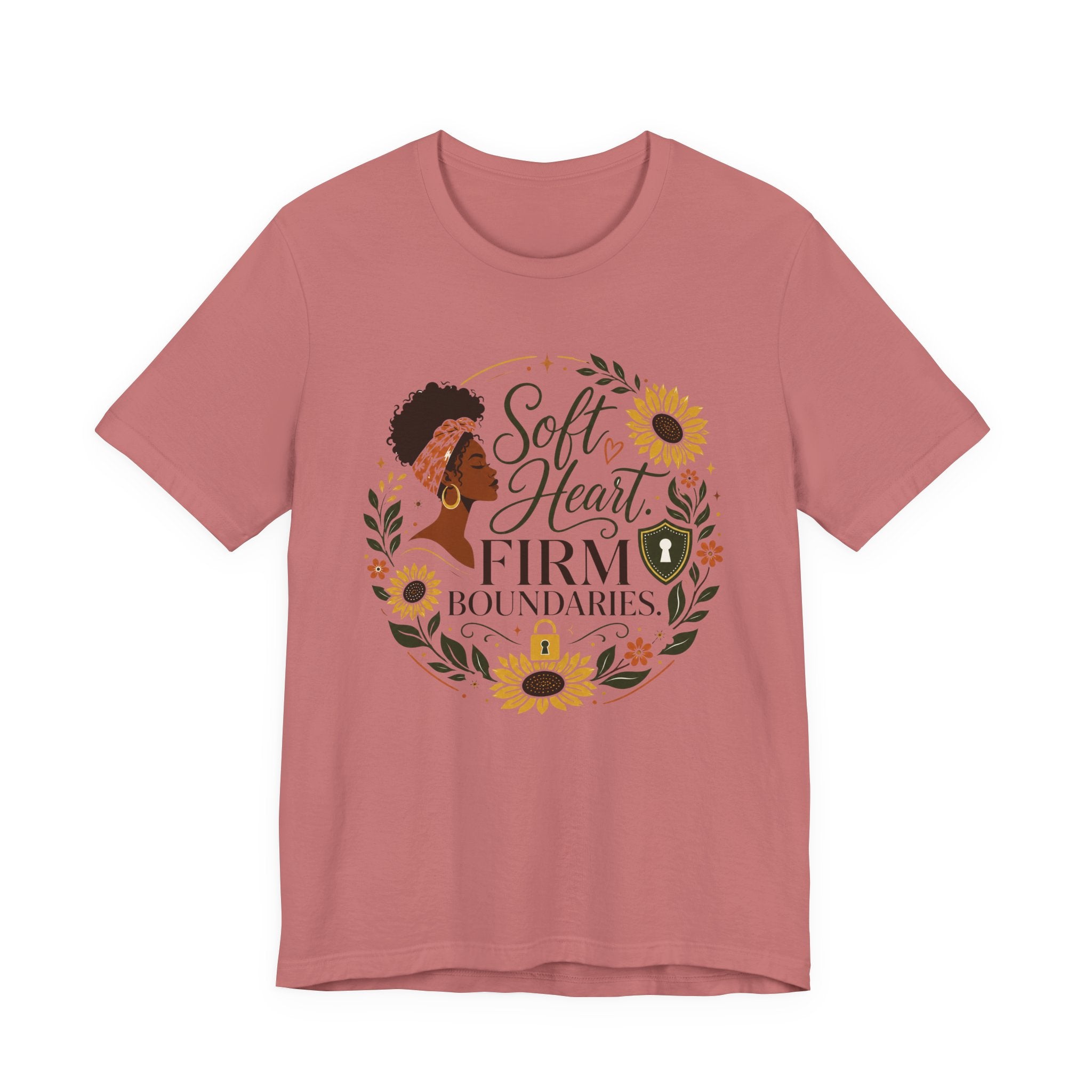 Soft Heart, Firm Boundaries Floral Tee — Empowerment Graphic T-Shirt