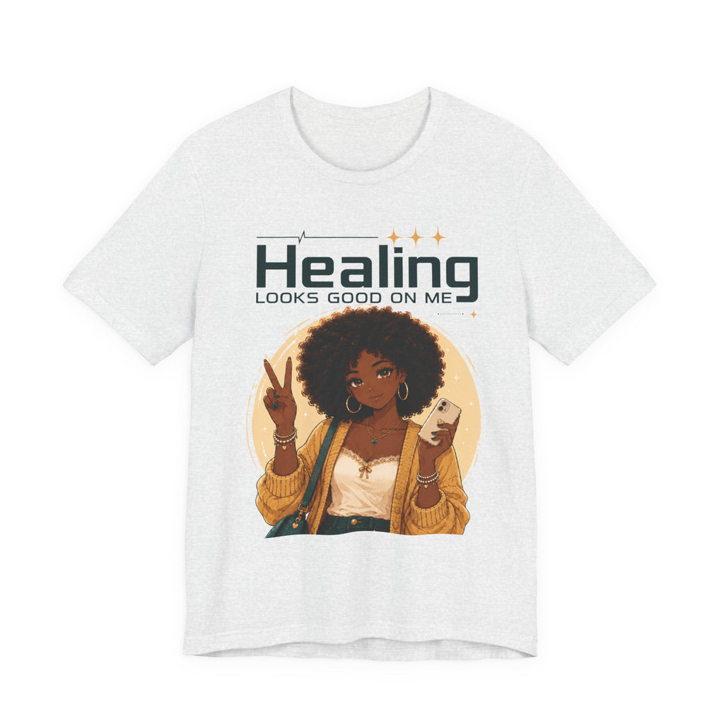 Healing Looks Good On Me Tee – Afro Woman Self-Care Graphic T-Shirt