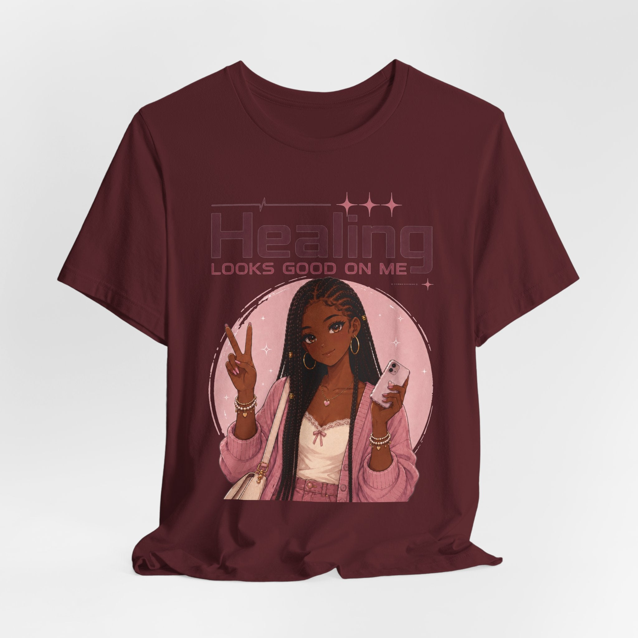 Healing Looks Good On Me T‑Shirt — Self‑Care Positive Vibes Braids Tee