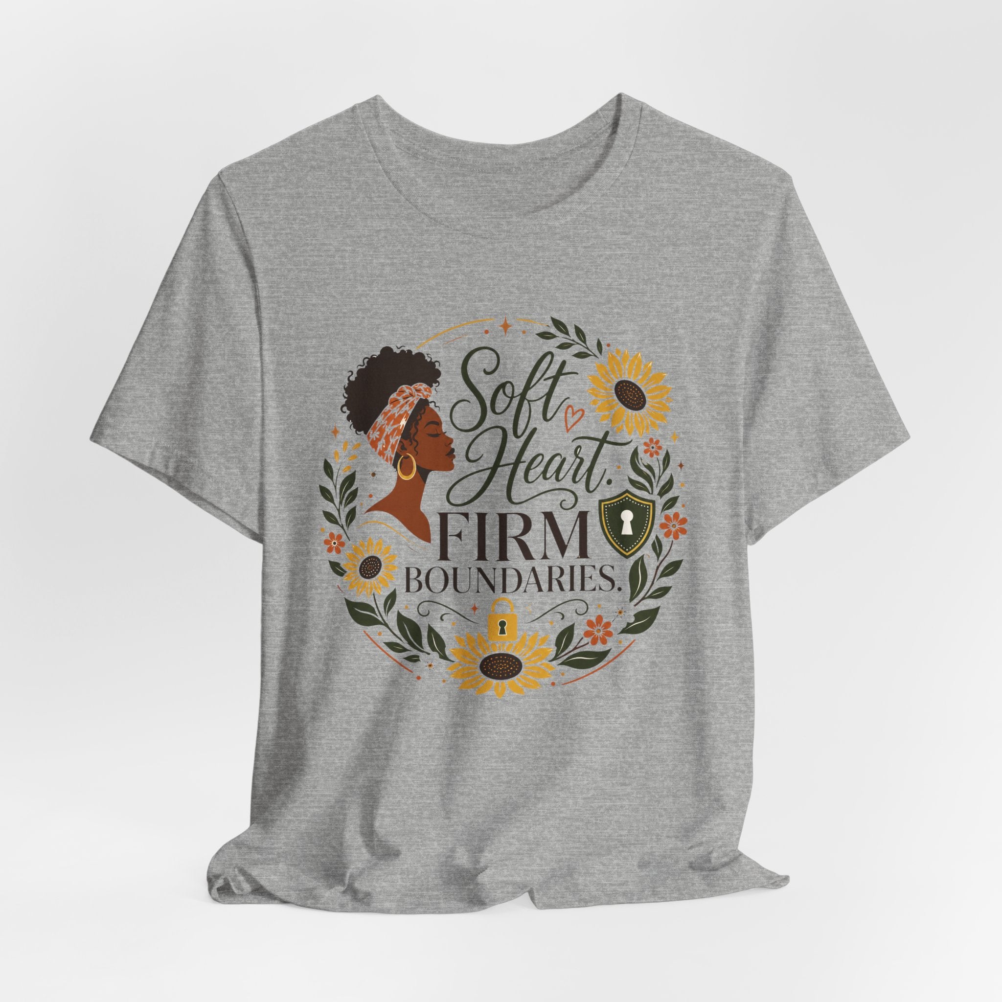 Soft Heart, Firm Boundaries Floral Tee — Empowerment Graphic T-Shirt
