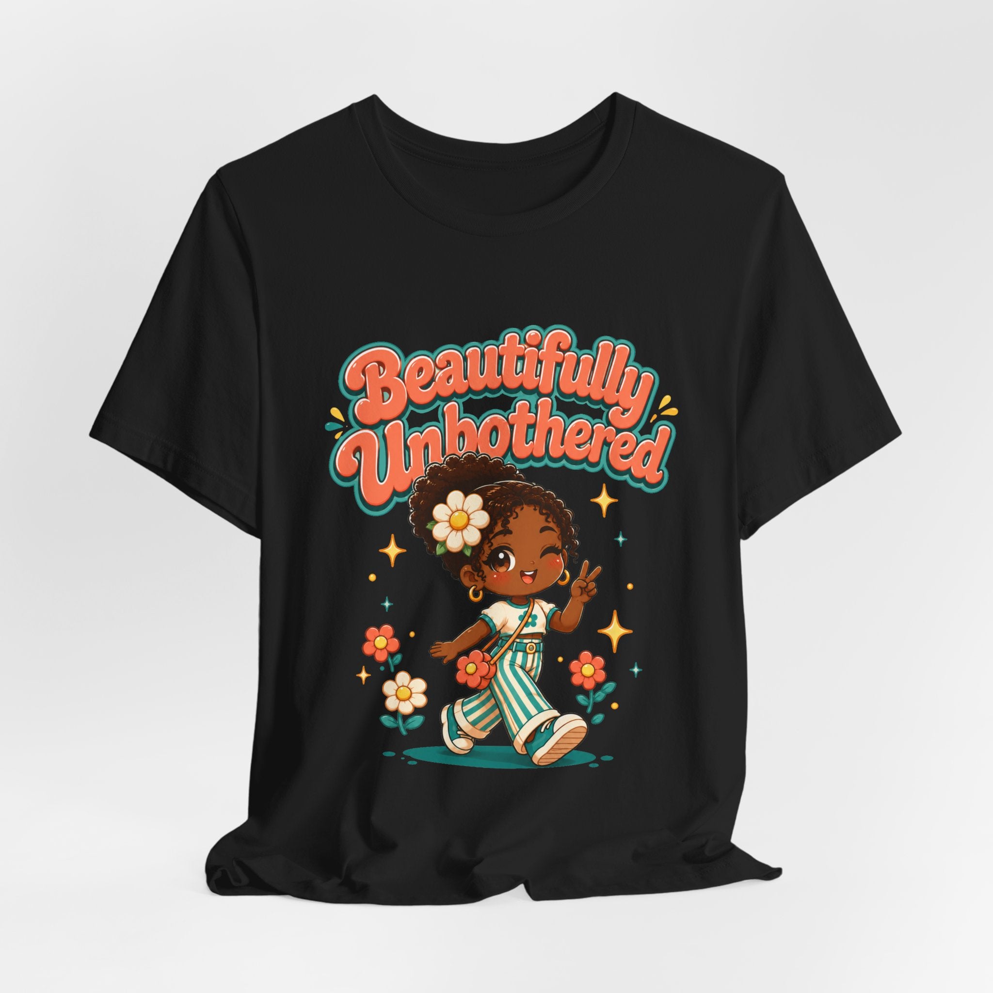 Beautifully Unbothered Tee — Retro Cute Girl Graphic T‑Shirt