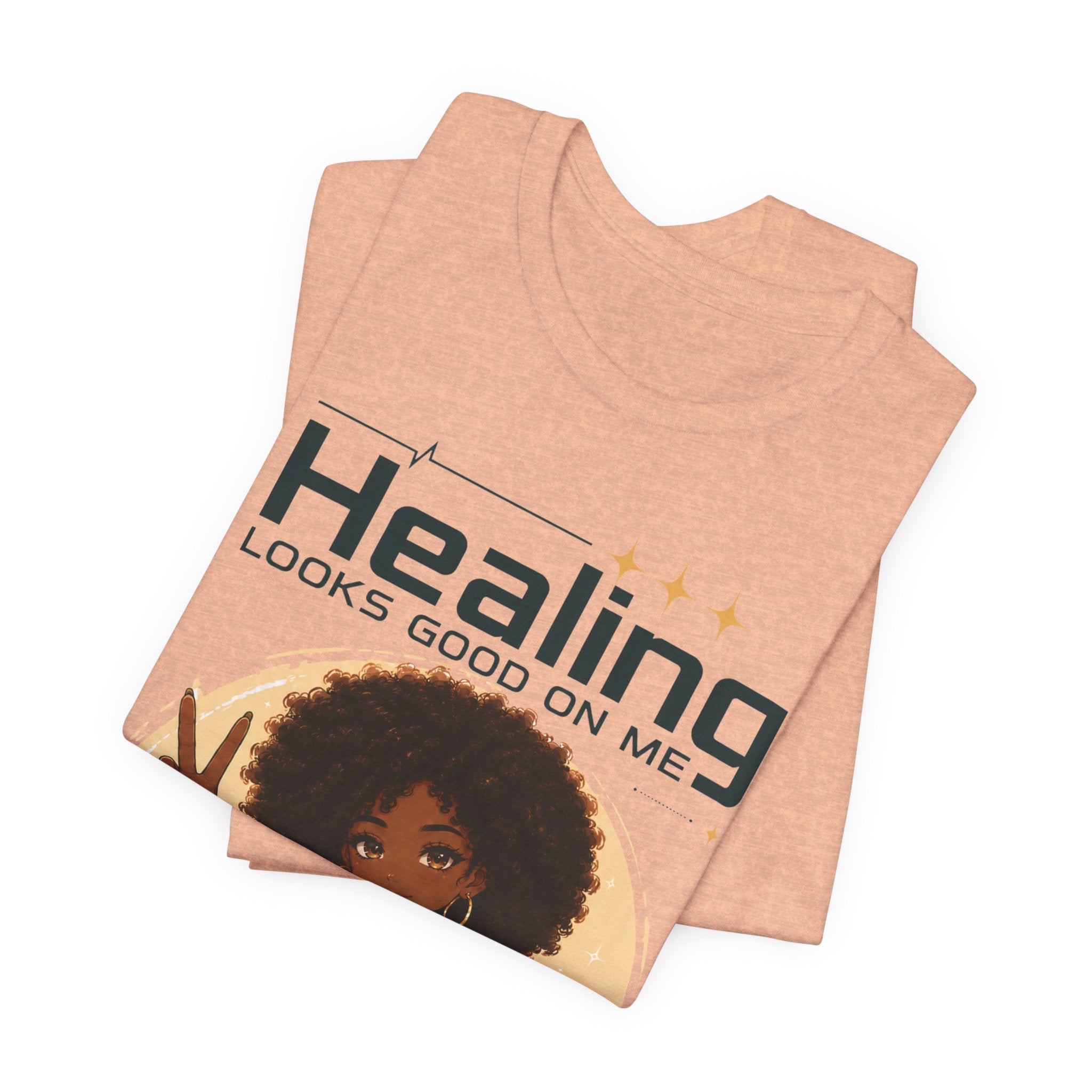 Healing Looks Good On Me Tee – Afro Woman Self-Care Graphic T-Shirt