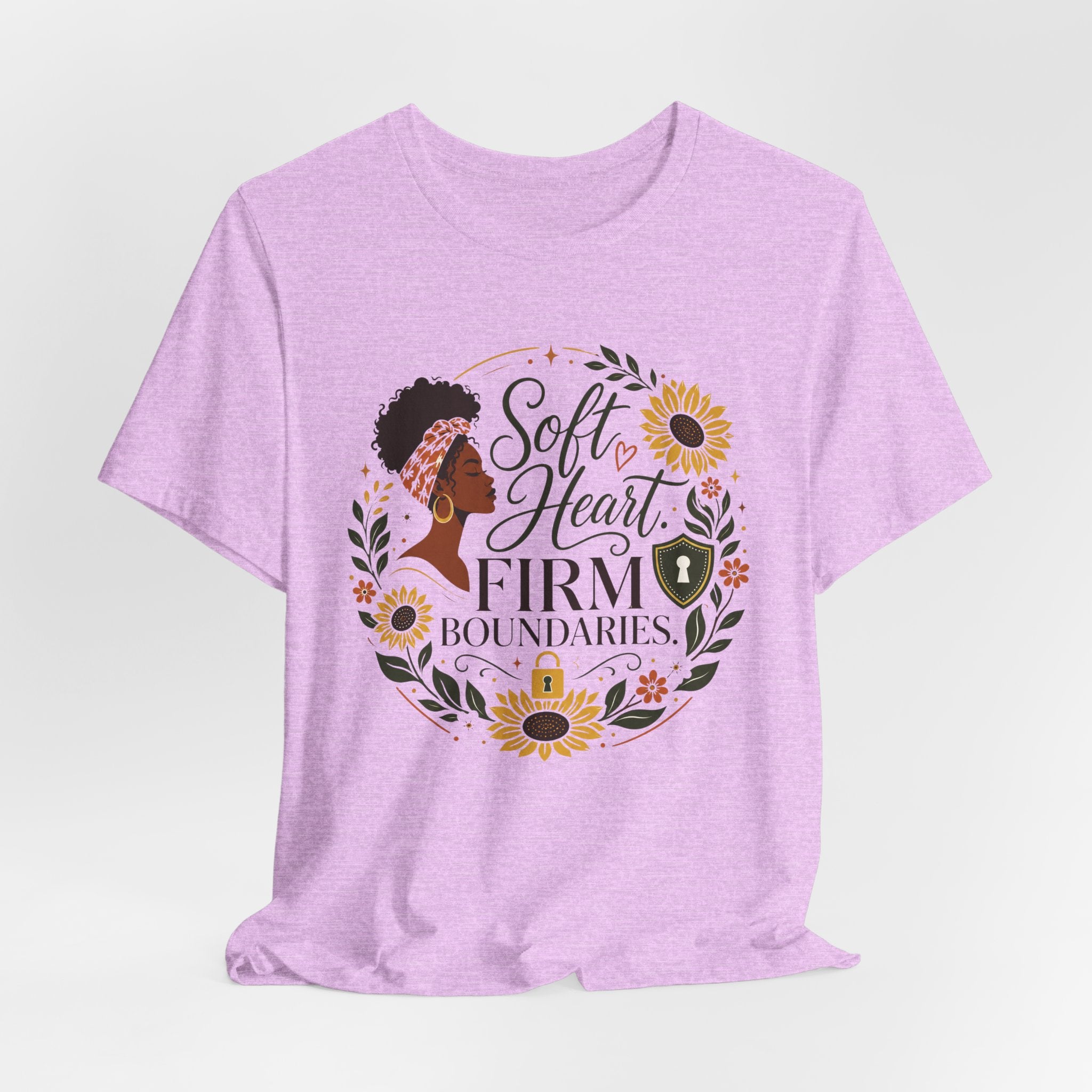 Soft Heart, Firm Boundaries Floral Tee — Empowerment Graphic T-Shirt