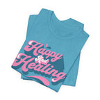 Happy and Healing T-Shirt — Retro Pink & Blue Positive Vibes Tee