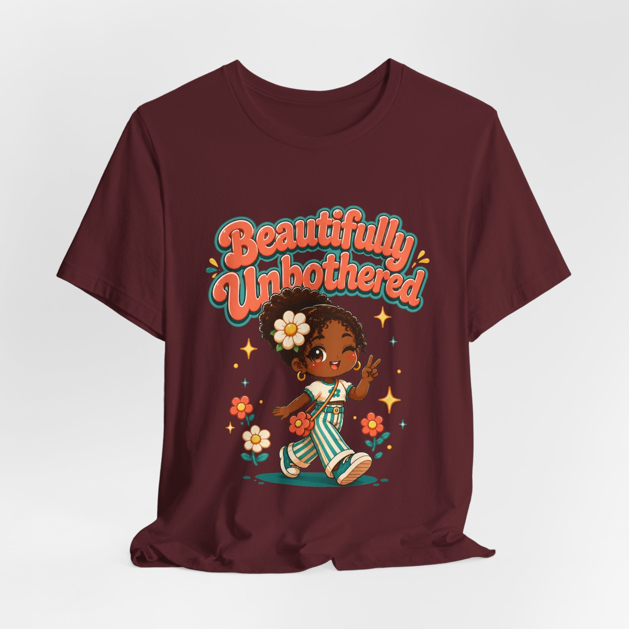 Beautifully Unbothered Tee — Retro Cute Girl Graphic T‑Shirt