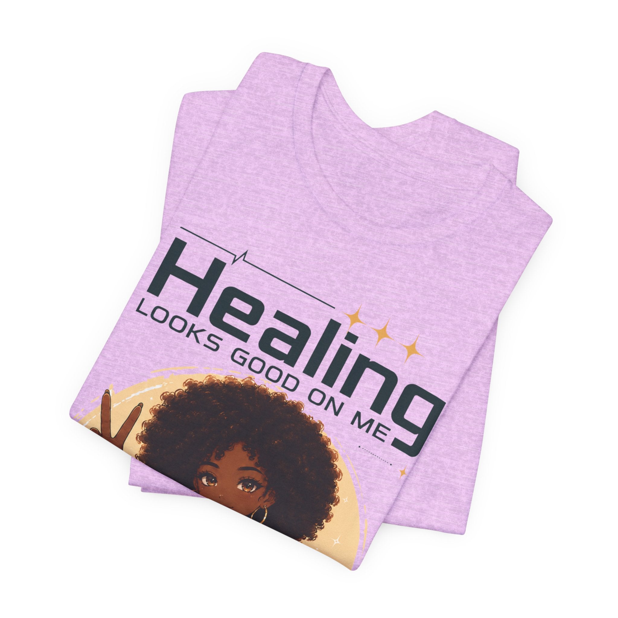 Healing Looks Good On Me Tee – Afro Woman Self-Care Graphic T-Shirt