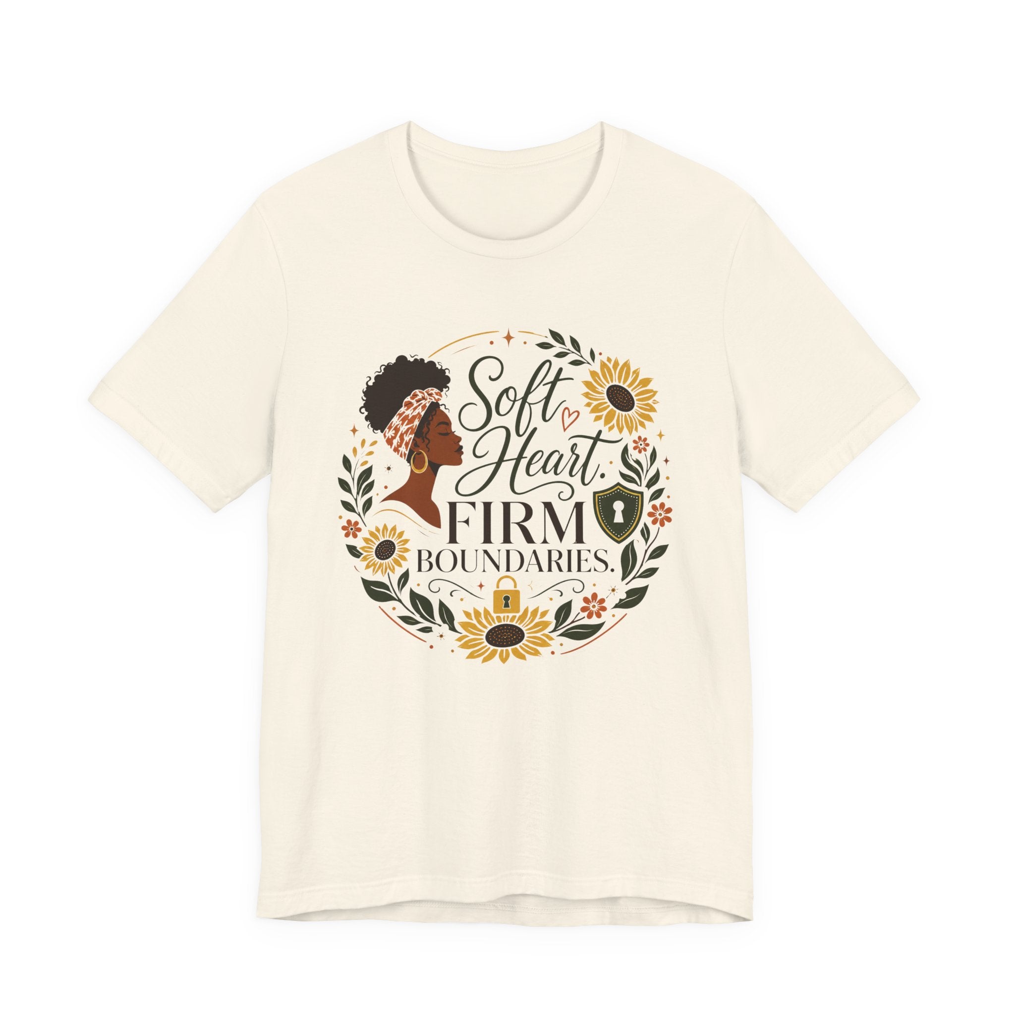 Soft Heart, Firm Boundaries Floral Tee — Empowerment Graphic T-Shirt