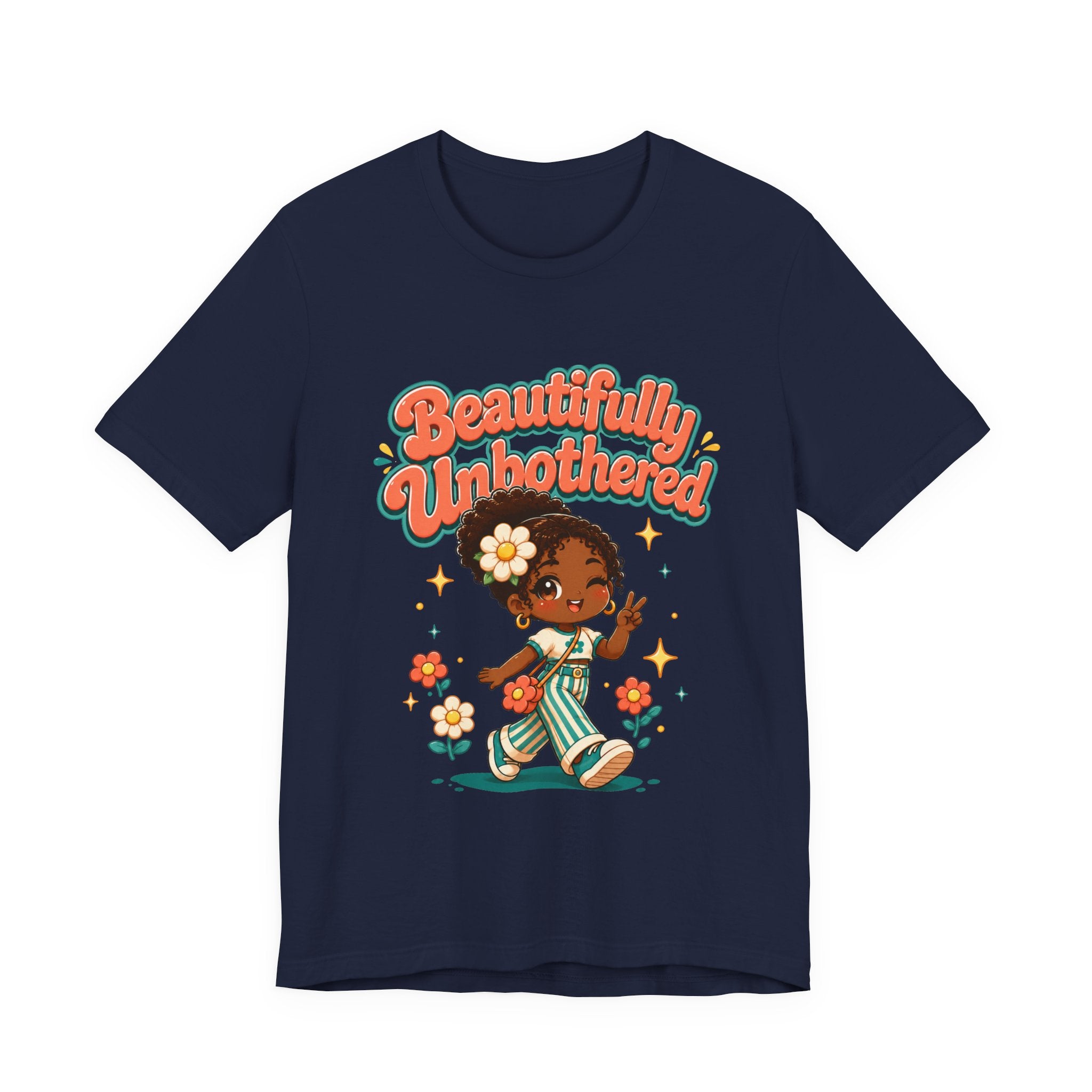 Beautifully Unbothered Tee — Retro Cute Girl Graphic T‑Shirt
