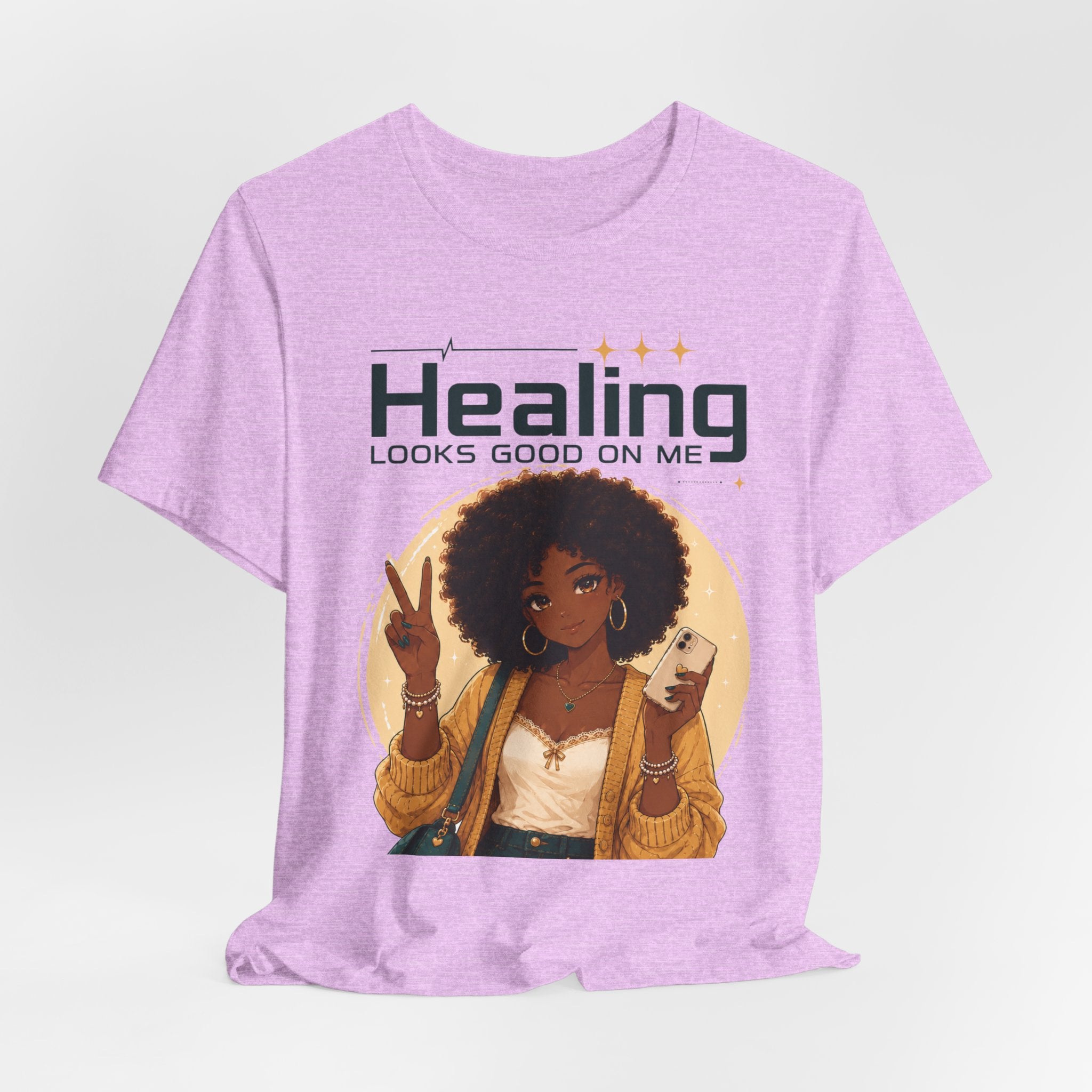 Healing Looks Good On Me Tee – Afro Woman Self-Care Graphic T-Shirt