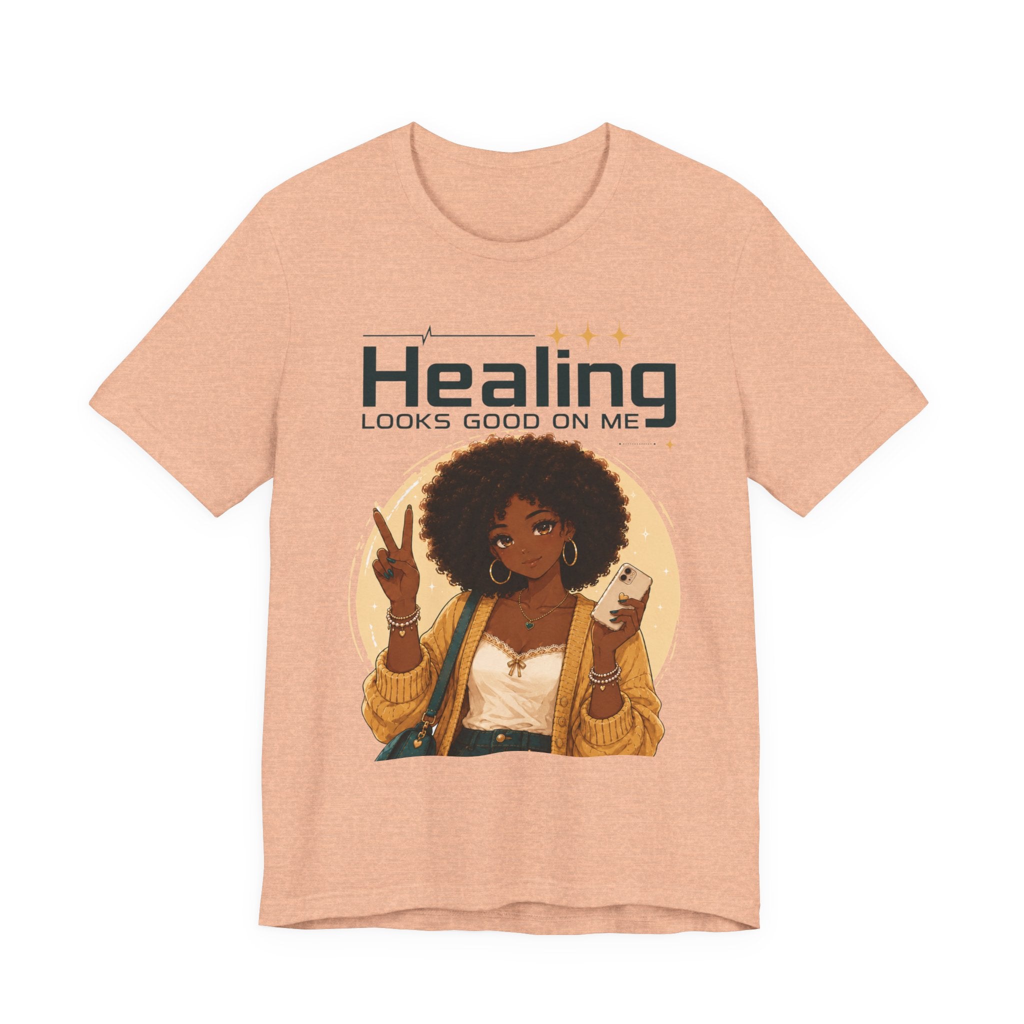 Healing Looks Good On Me Tee – Afro Woman Self-Care Graphic T-Shirt