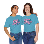Happy and Healing T-Shirt — Retro Pink & Blue Positive Vibes Tee
