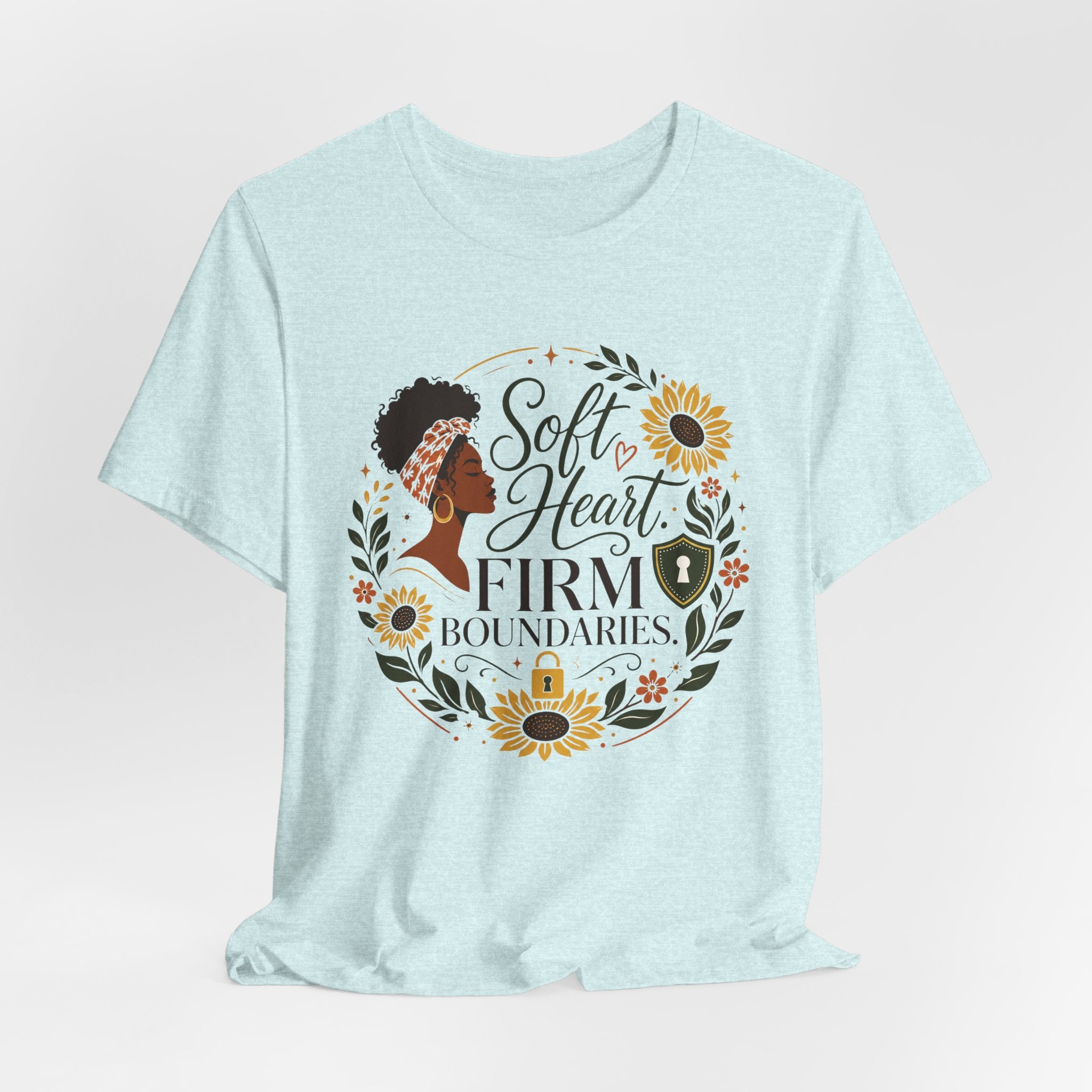 Soft Heart, Firm Boundaries Floral Tee — Empowerment Graphic T-Shirt