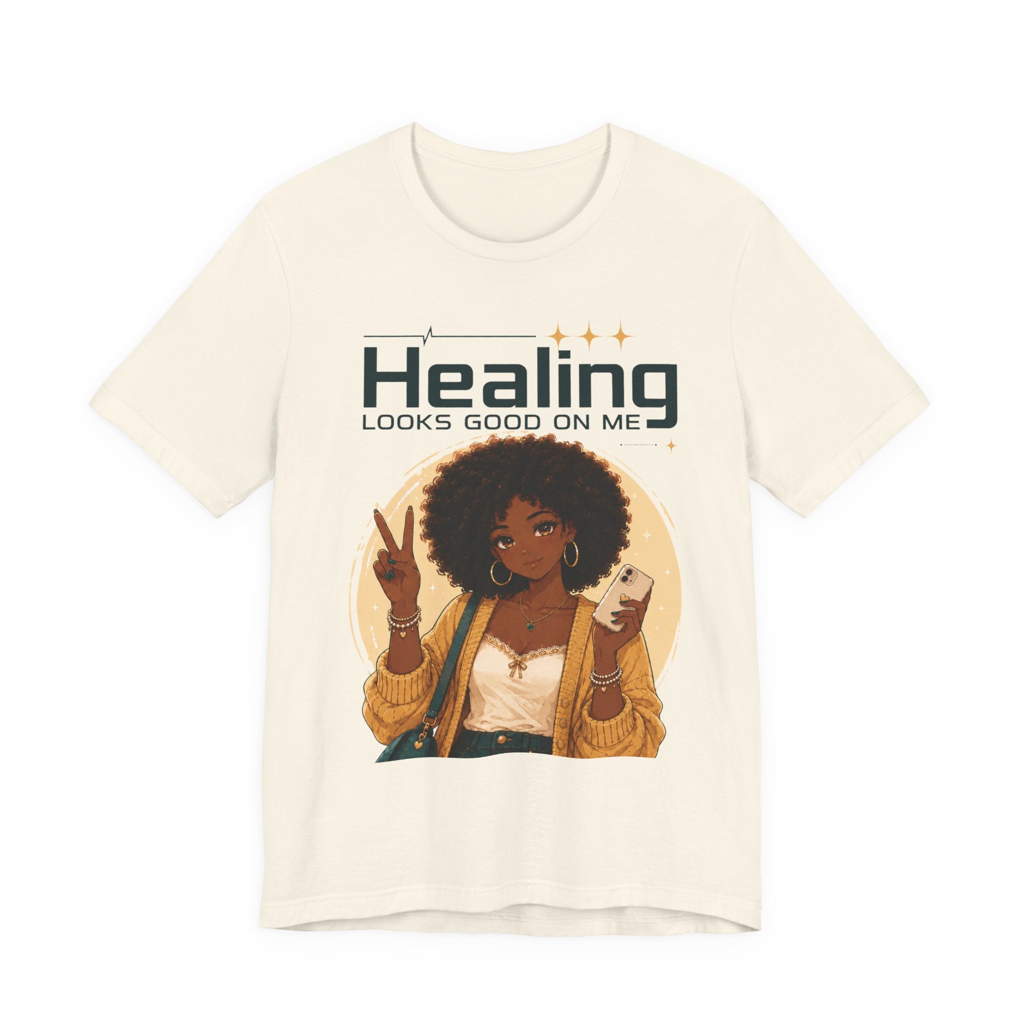 Healing Looks Good On Me Tee – Afro Woman Self-Care Graphic T-Shirt