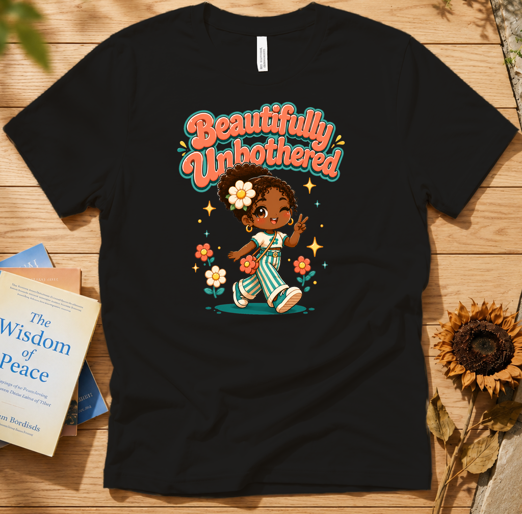 Beautifully Unbothered Tee — Retro Cute Girl Graphic T‑Shirt