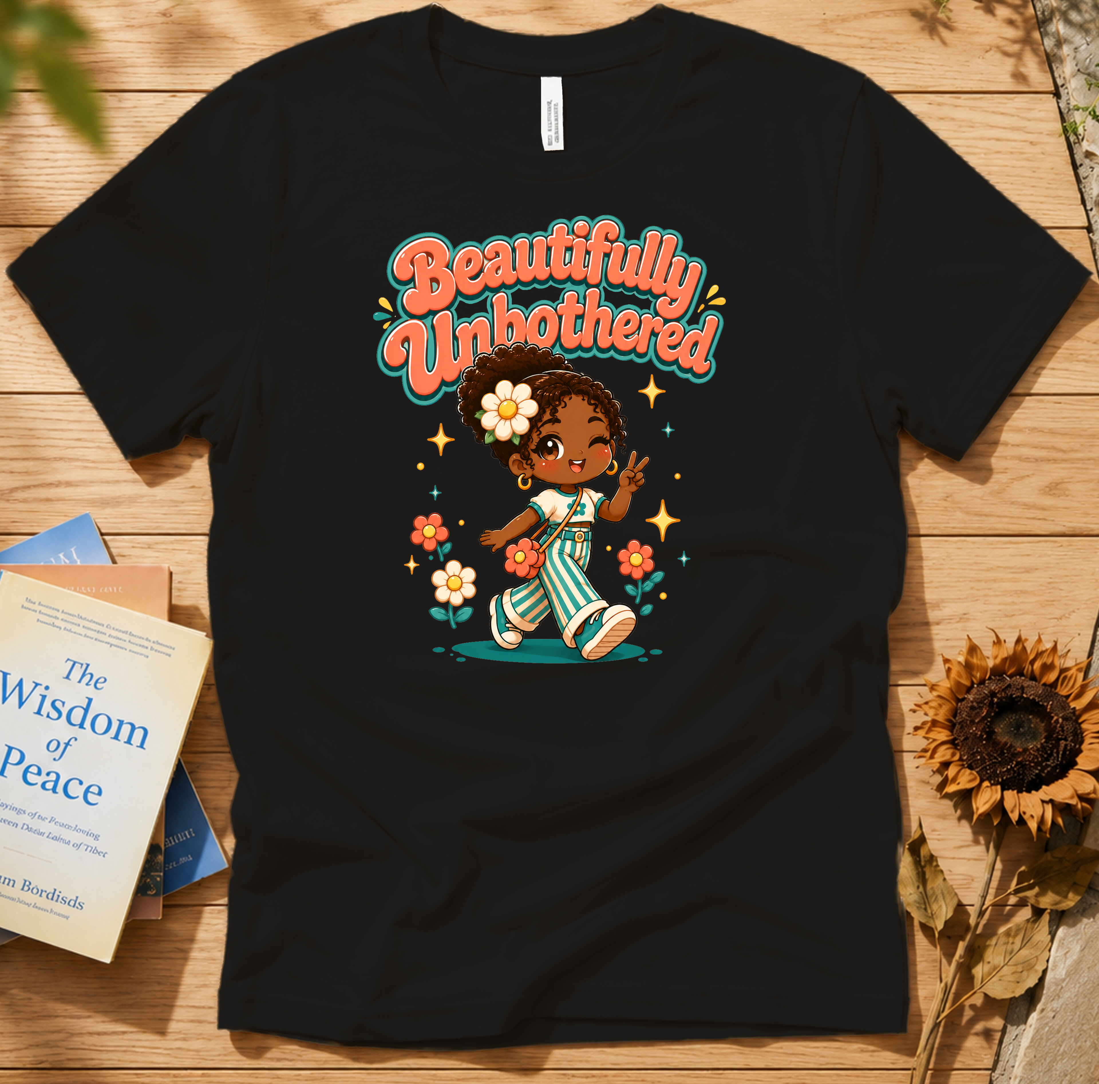 Beautifully Unbothered Tee — Retro Cute Girl Graphic T‑Shirt