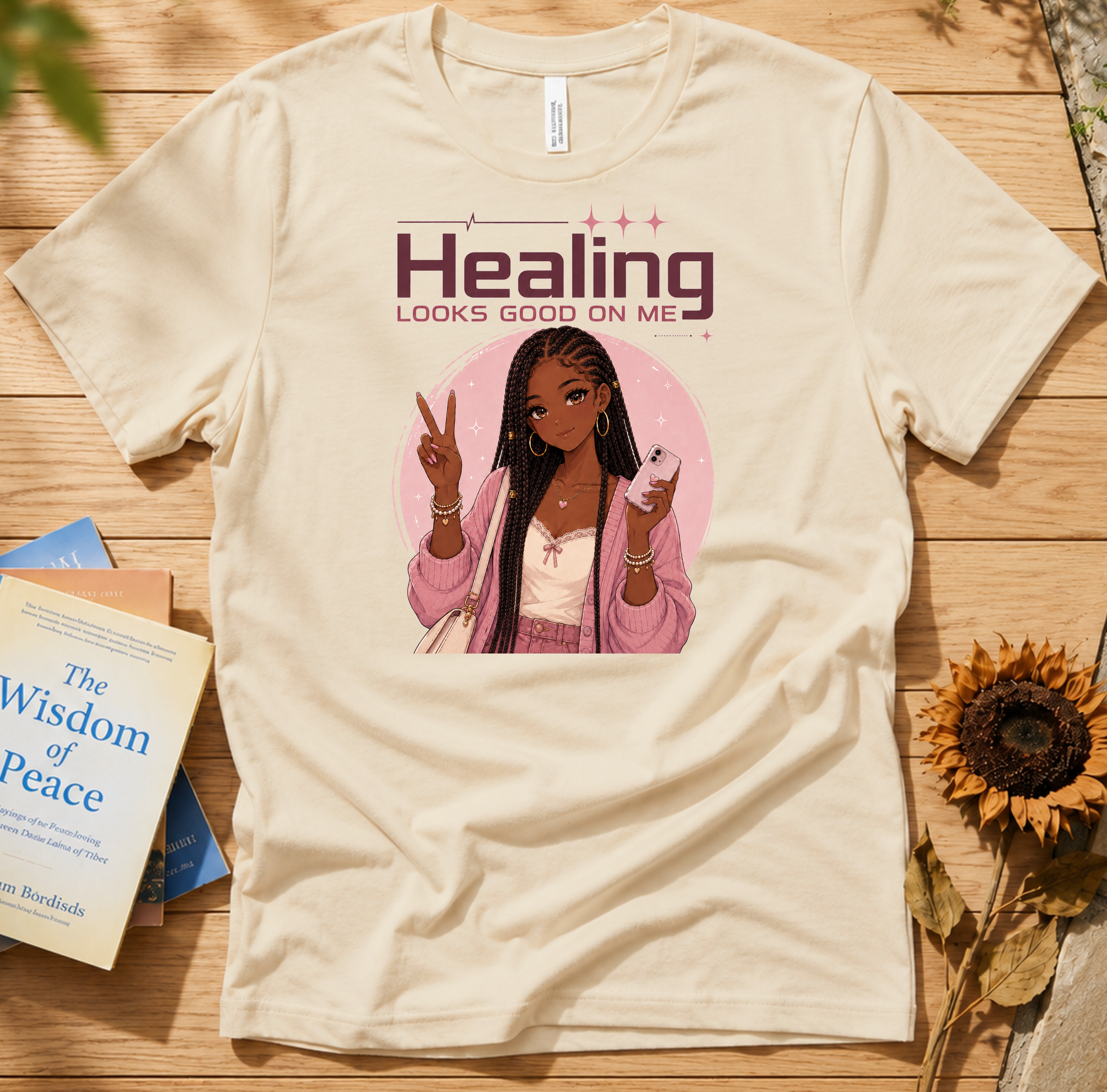 Healing Looks Good On Me T‑Shirt — Self‑Care Positive Vibes Braids Tee