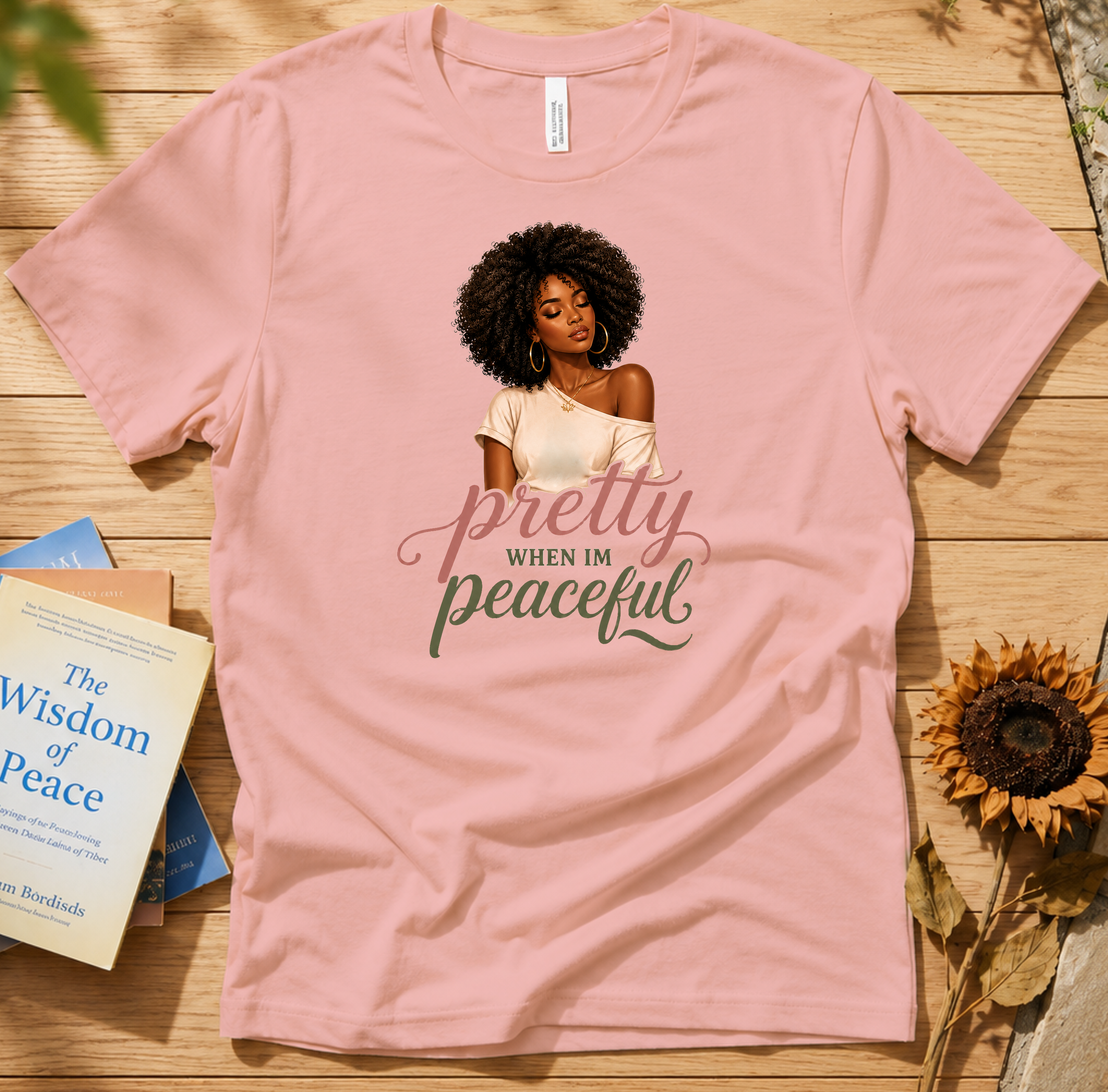 Pretty When I’m Peaceful Tee — Afro Woman Graphic T-Shirt