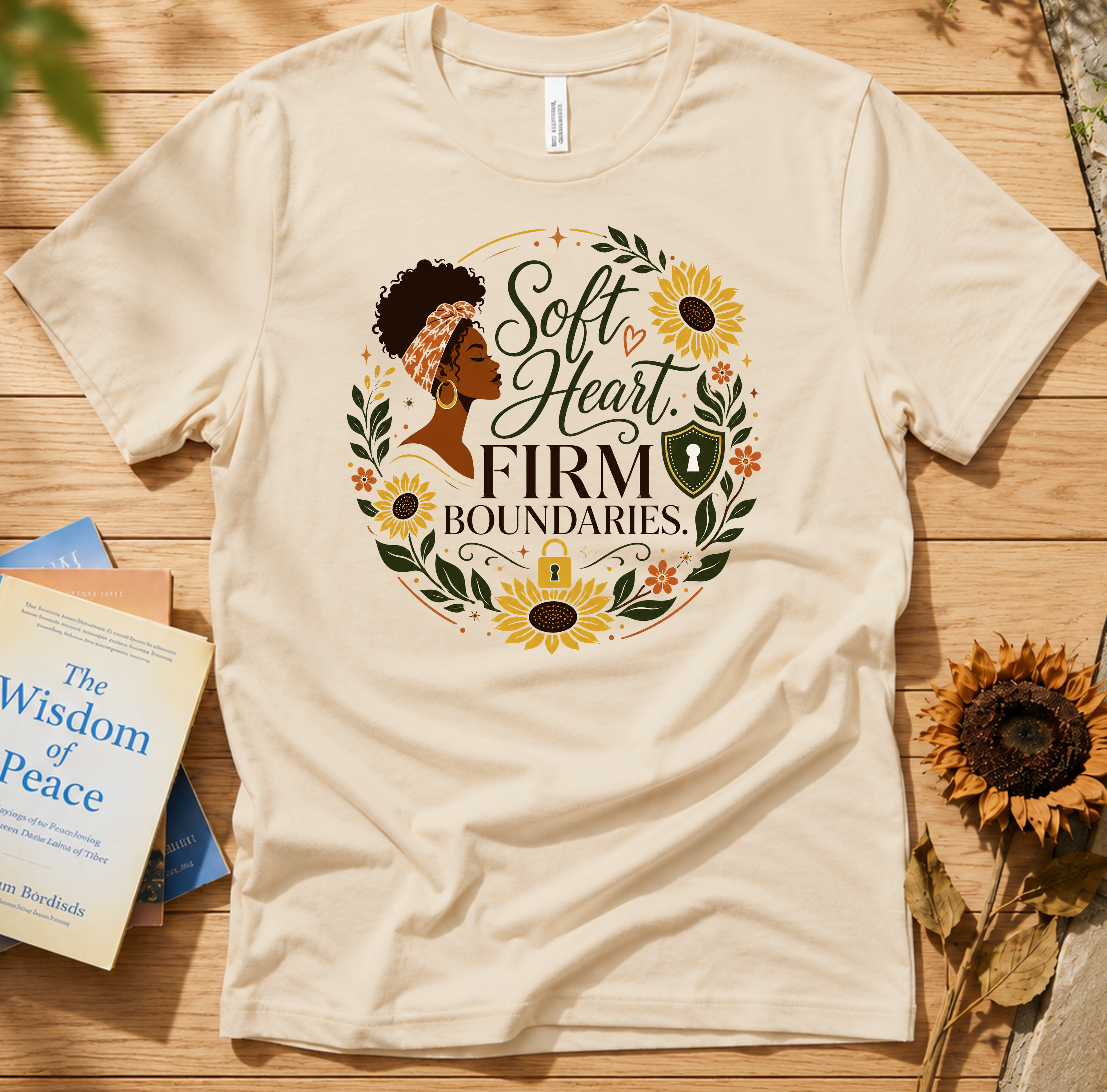 Soft Heart, Firm Boundaries Floral Tee — Empowerment Graphic T-Shirt